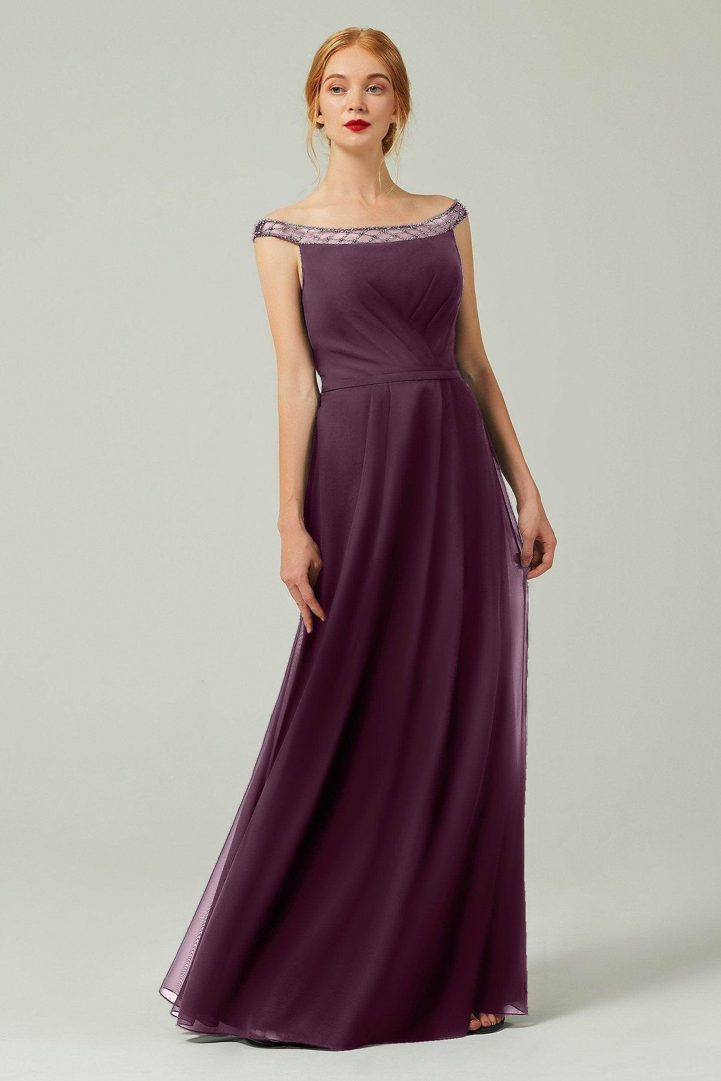 A-Line Floor Length Chiffon Bridesmaid Dress Formal Dresses CB0339 - COCOMELODY