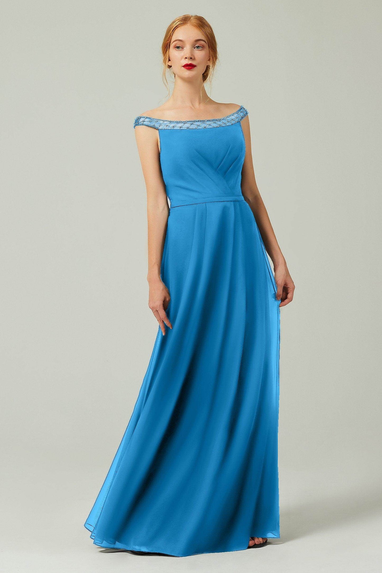 A-Line Floor Length Chiffon Bridesmaid Dress Formal Dresses CB0339 - COCOMELODY
