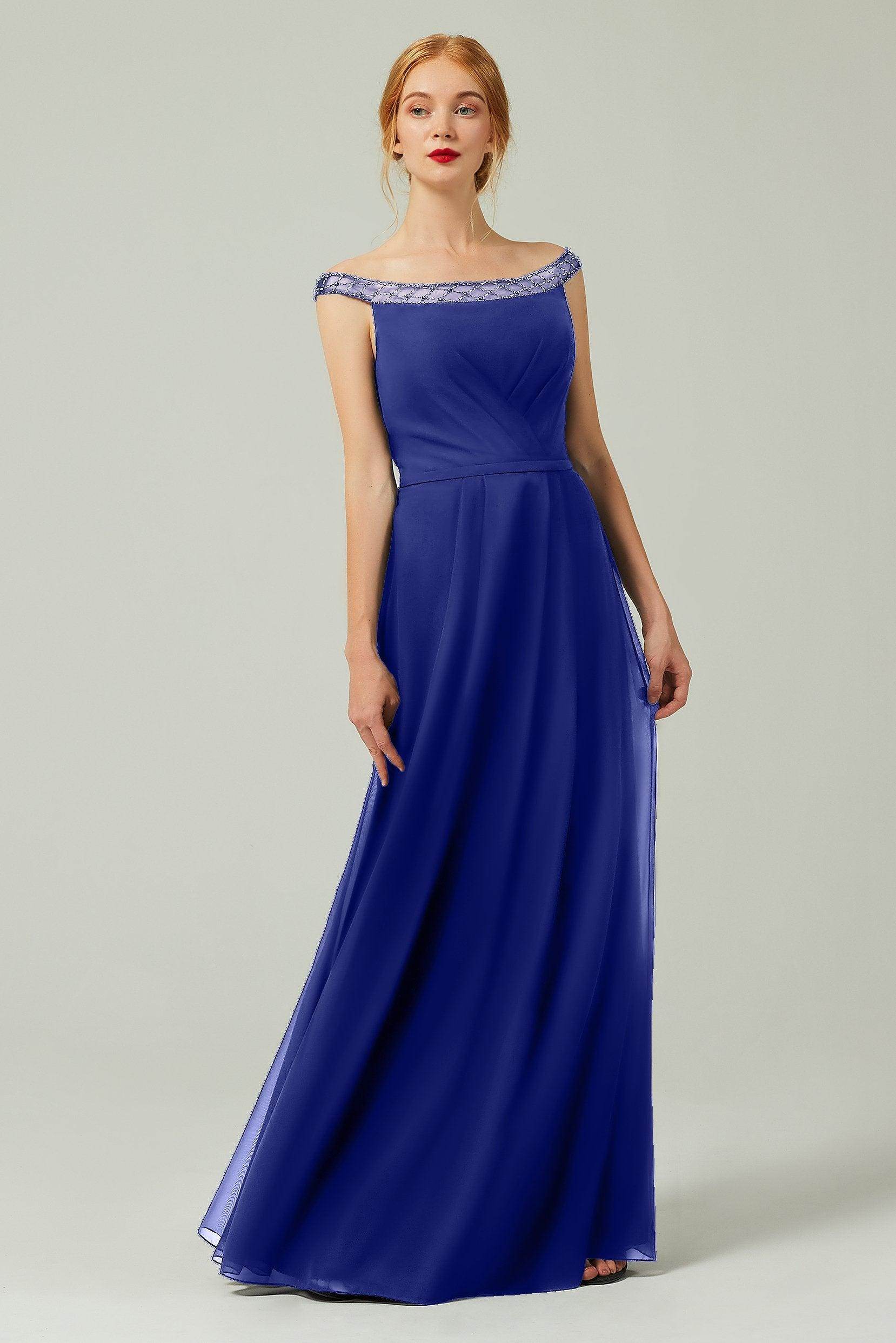 A-Line Floor Length Chiffon Bridesmaid Dress Formal Dresses CB0339 - COCOMELODY