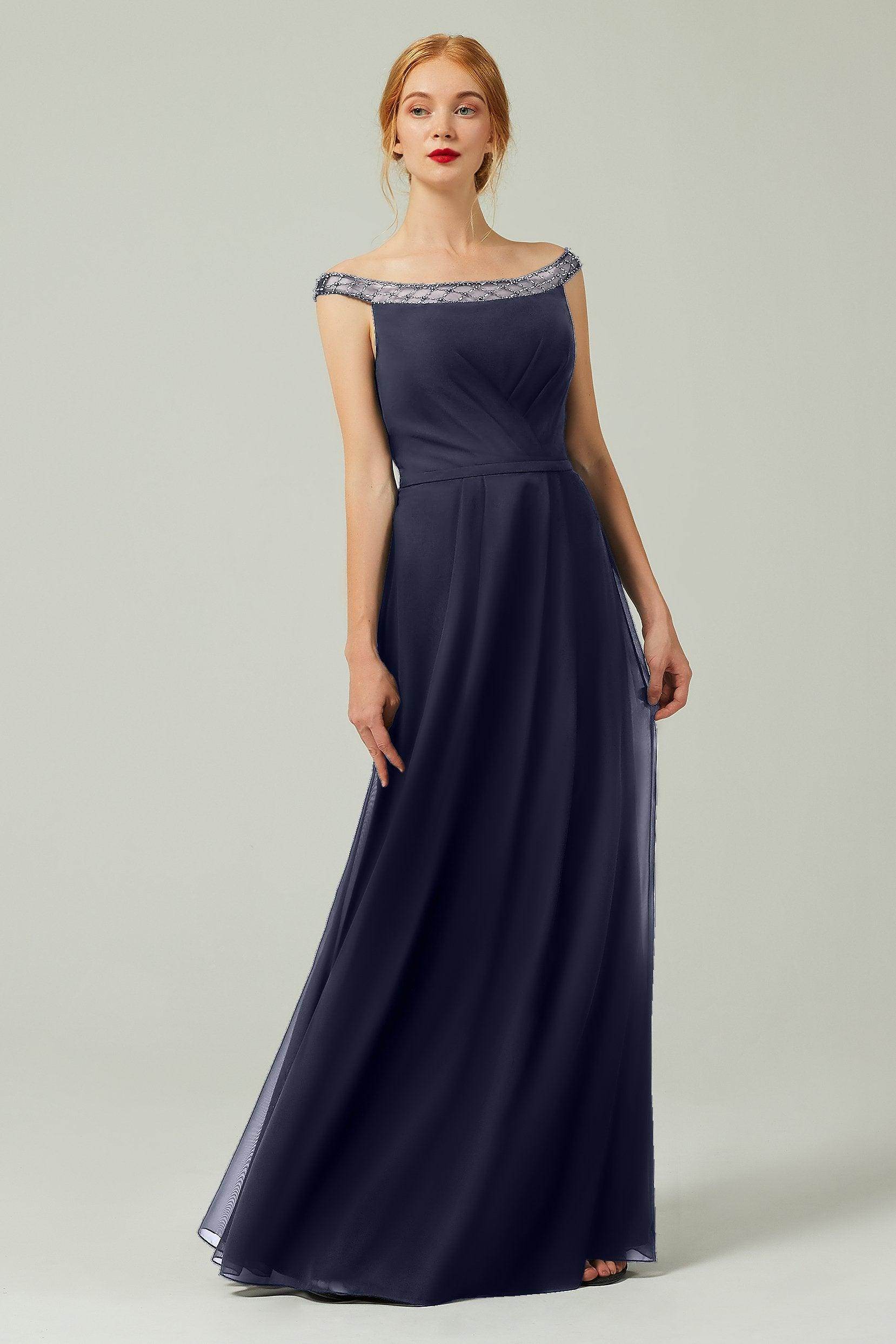 A-Line Floor Length Chiffon Bridesmaid Dress Formal Dresses CB0339 - COCOMELODY