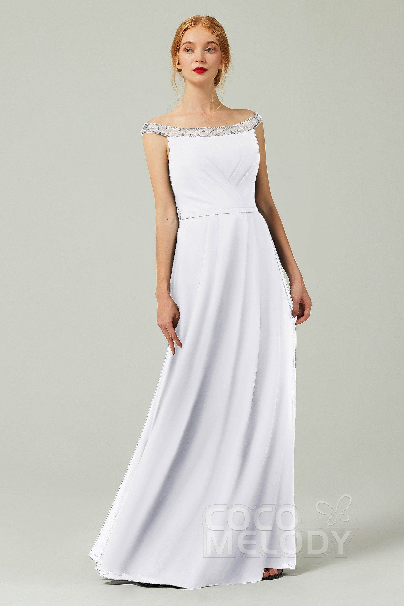 A-Line Floor Length Chiffon Bridesmaid Dress Formal Dresses CB0339 - COCOMELODY