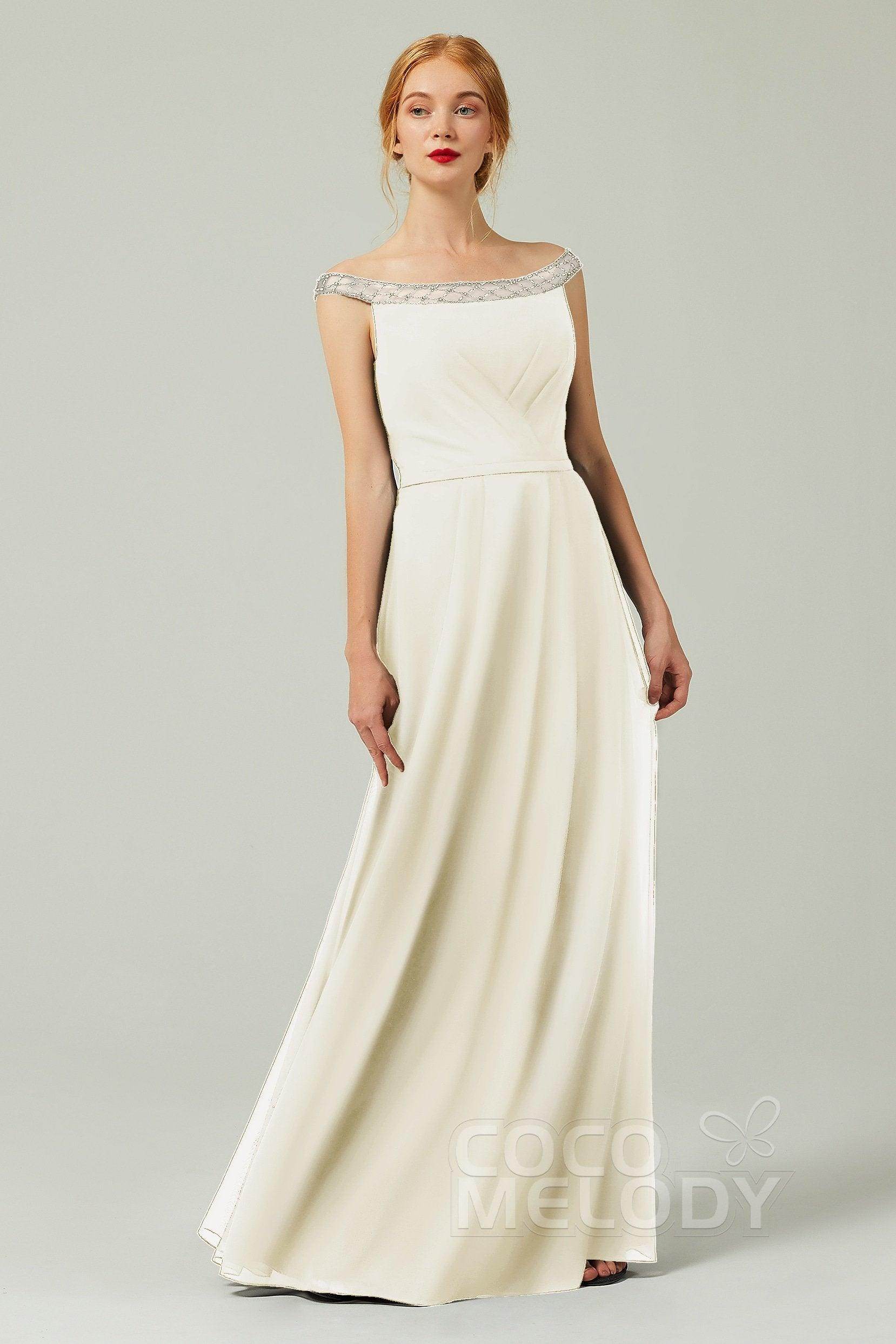 A-Line Floor Length Chiffon Bridesmaid Dress Formal Dresses CB0339 - COCOMELODY