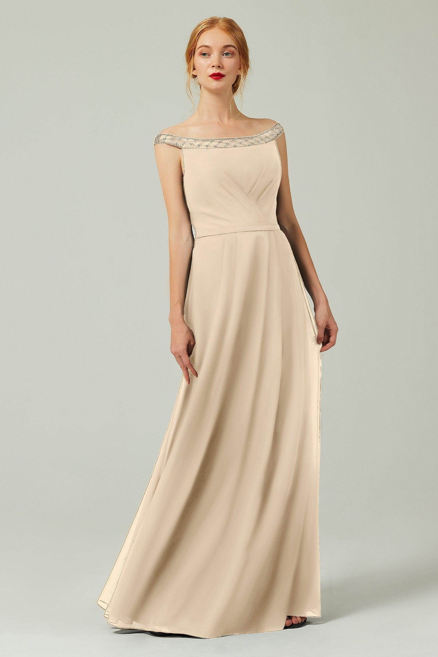 A-Line Floor Length Chiffon Bridesmaid Dress Formal Dresses CB0339 - COCOMELODY