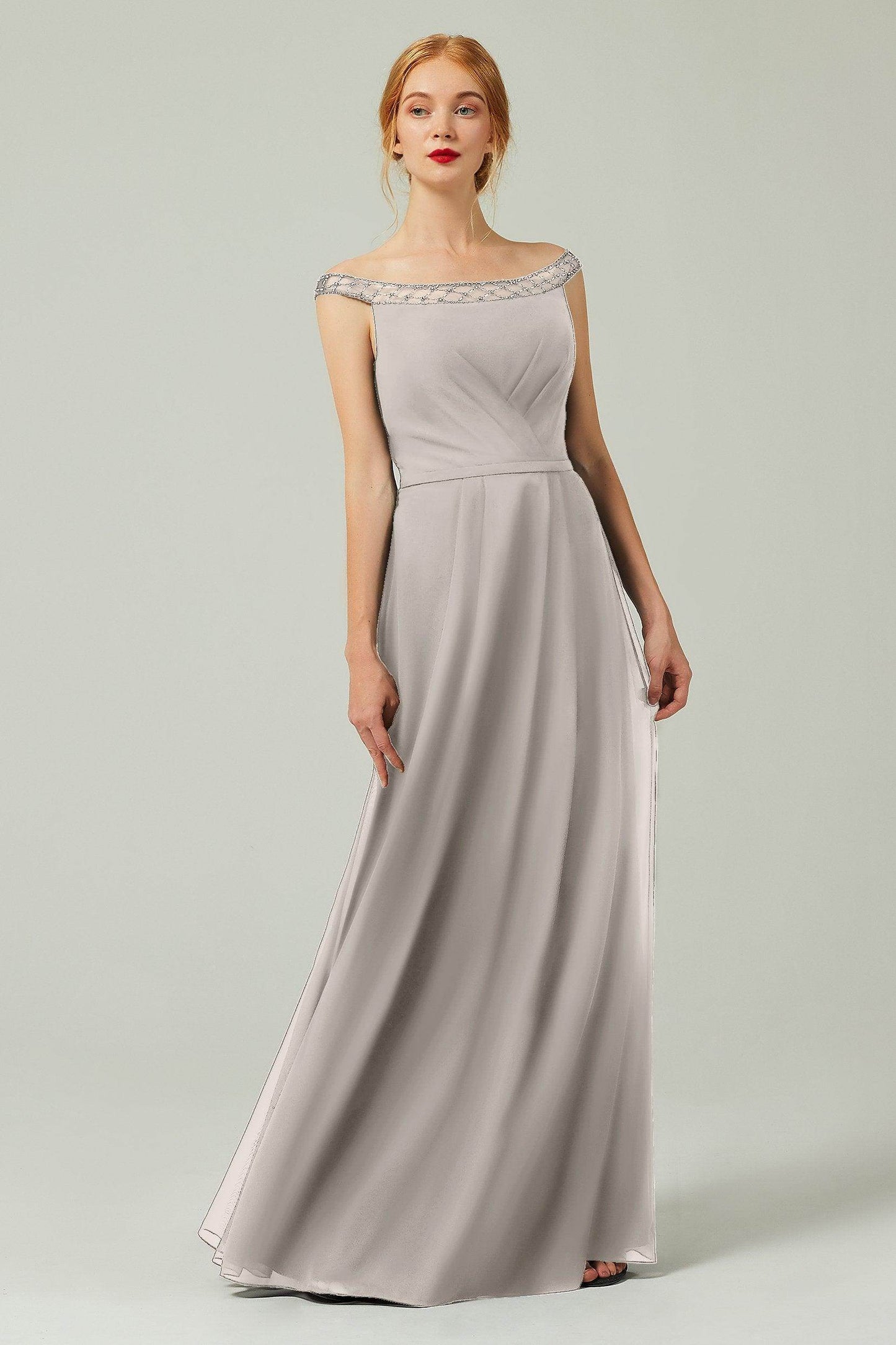 A-Line Floor Length Chiffon Bridesmaid Dress Formal Dresses CB0339 - COCOMELODY