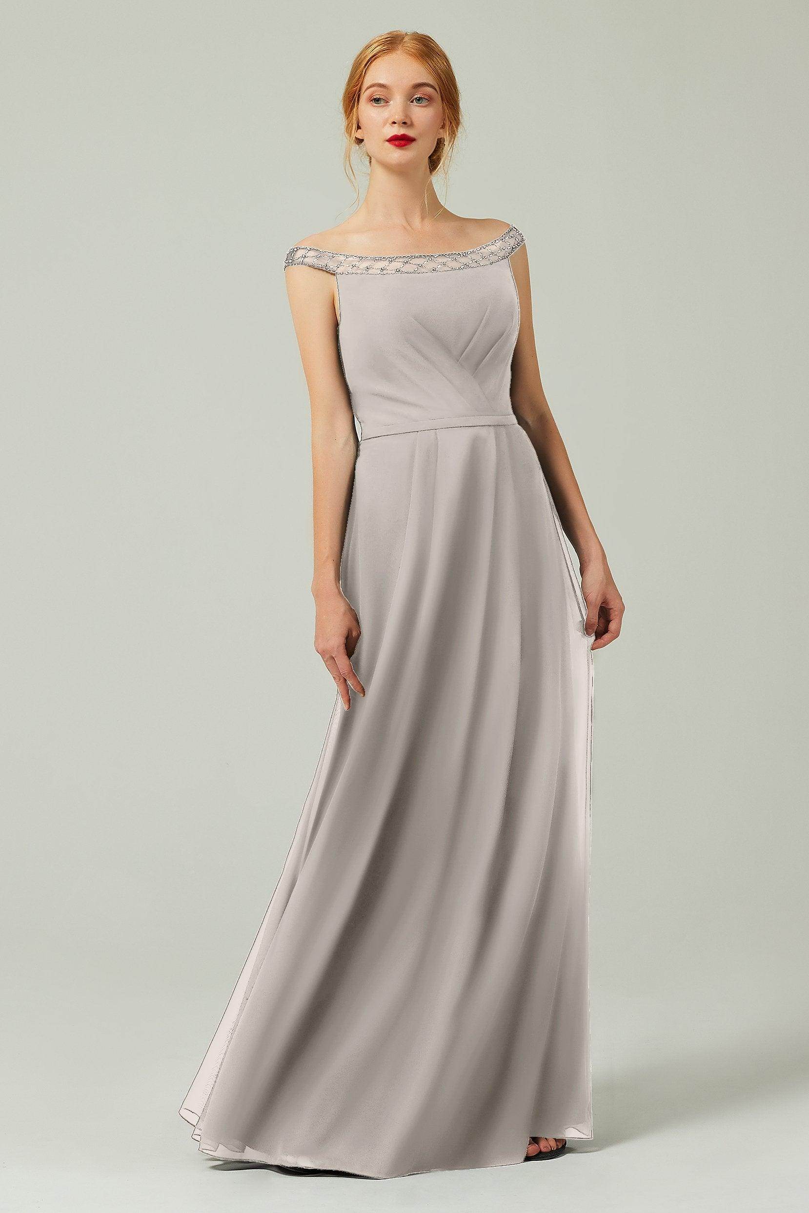 A-Line Floor Length Chiffon Bridesmaid Dress Formal Dresses CB0339 - COCOMELODY