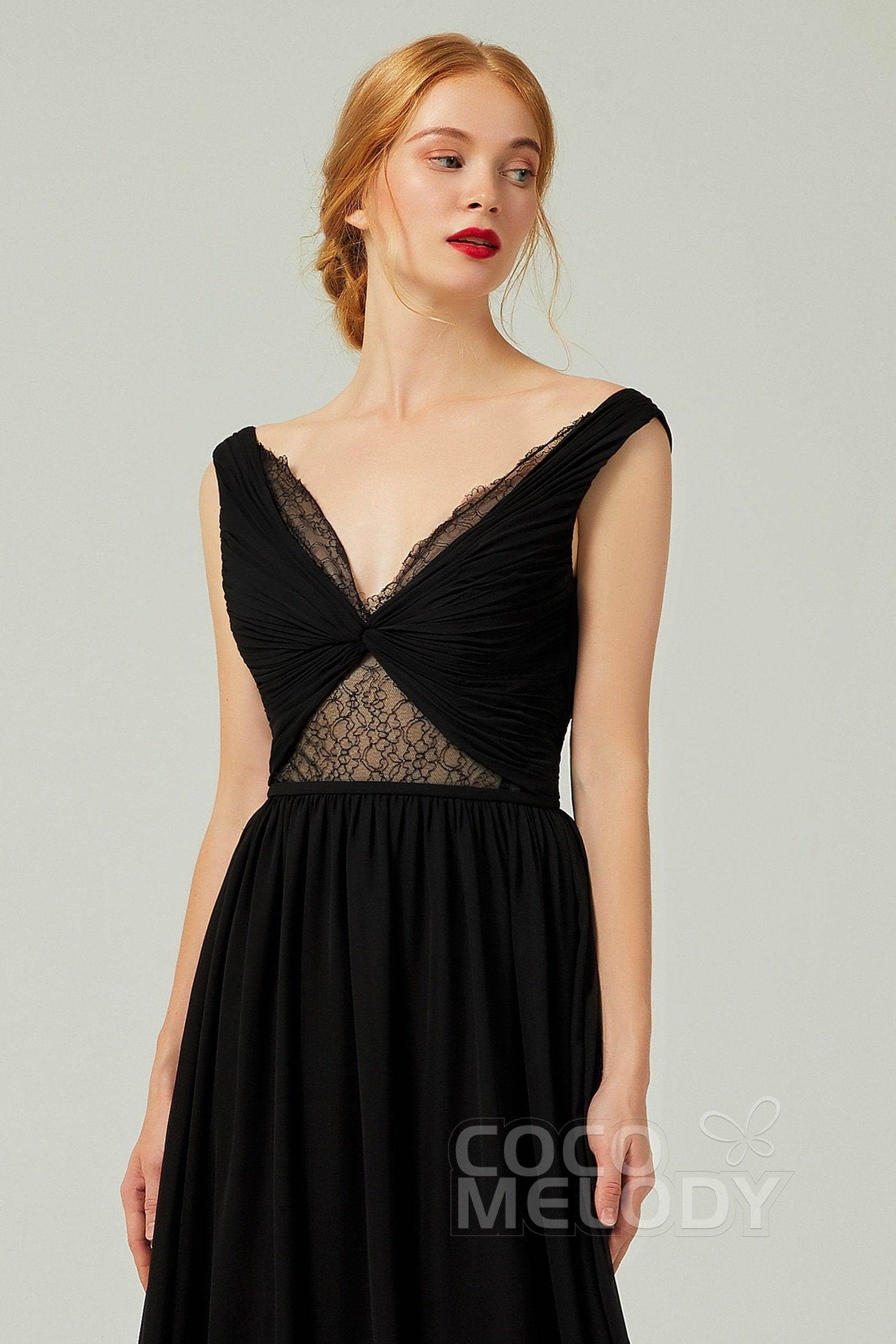 A-Line Floor Length Chiffon Bridesmaid Dress Formal Dresses CB0340 - COCOMELODY