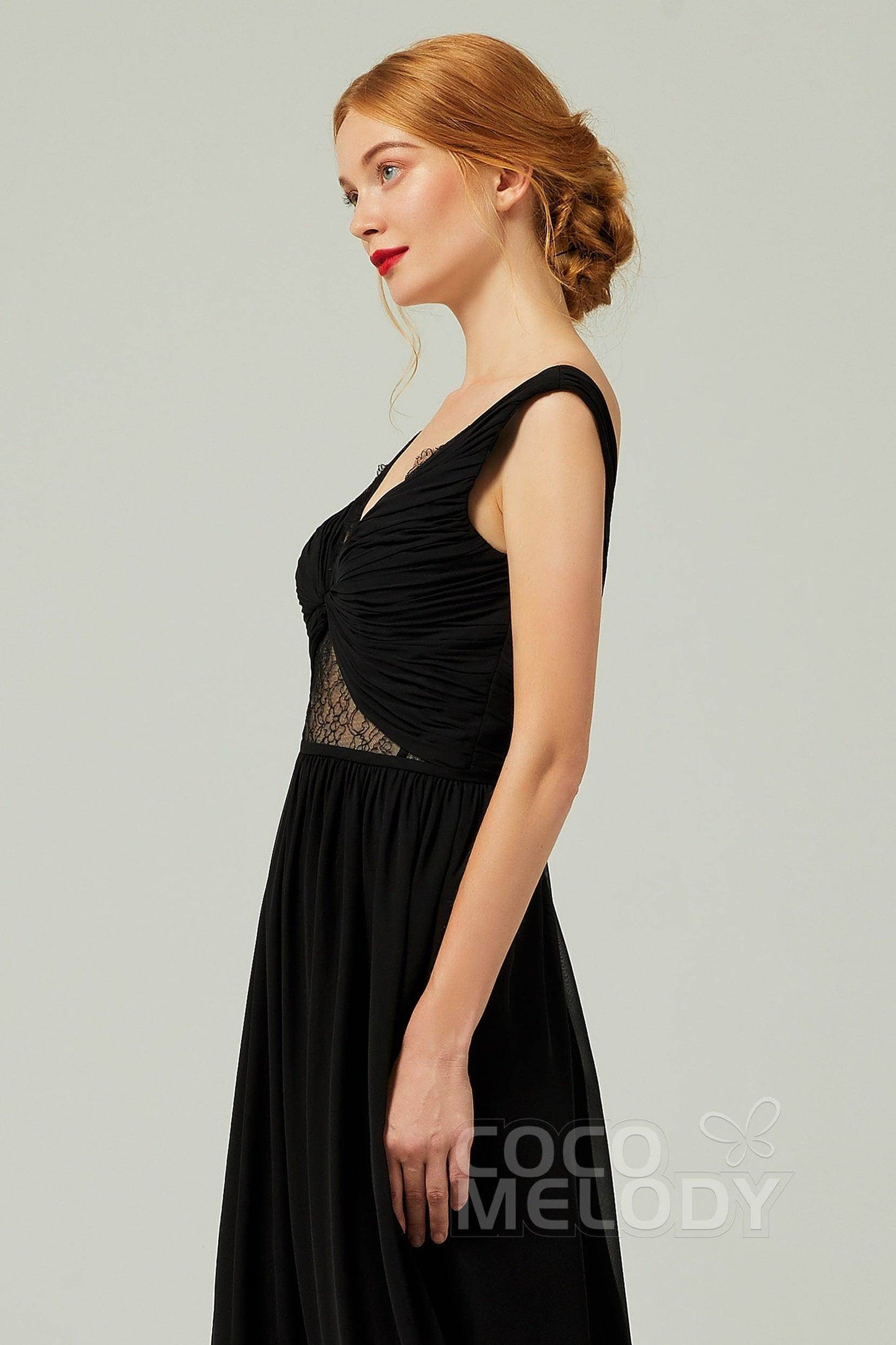 A-Line Floor Length Chiffon Bridesmaid Dress Formal Dresses CB0340 - COCOMELODY