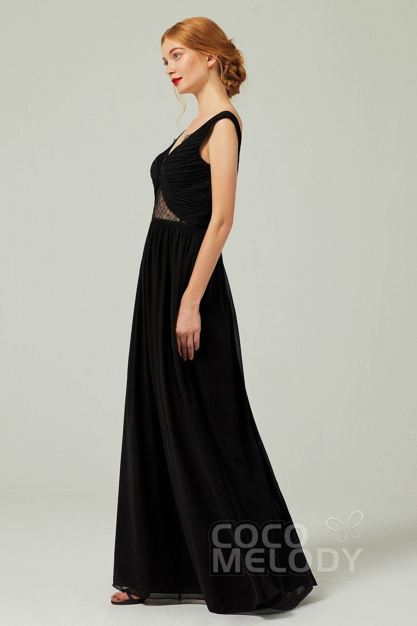 A-Line Floor Length Chiffon Bridesmaid Dress Formal Dresses CB0340 - COCOMELODY