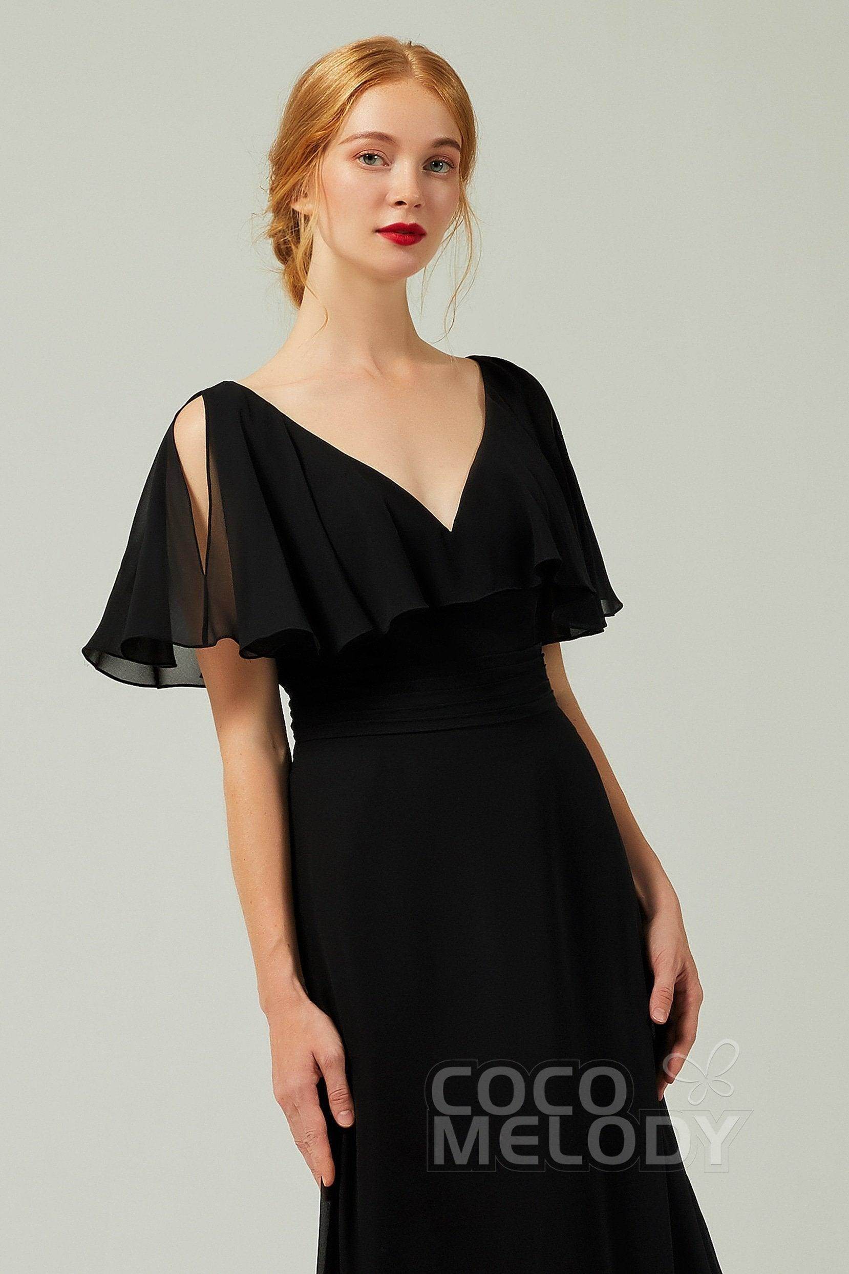 Sheath-Column Floor Length Chiffon Bridesmaid Dress Formal Dresses CB0341 - COCOMELODY