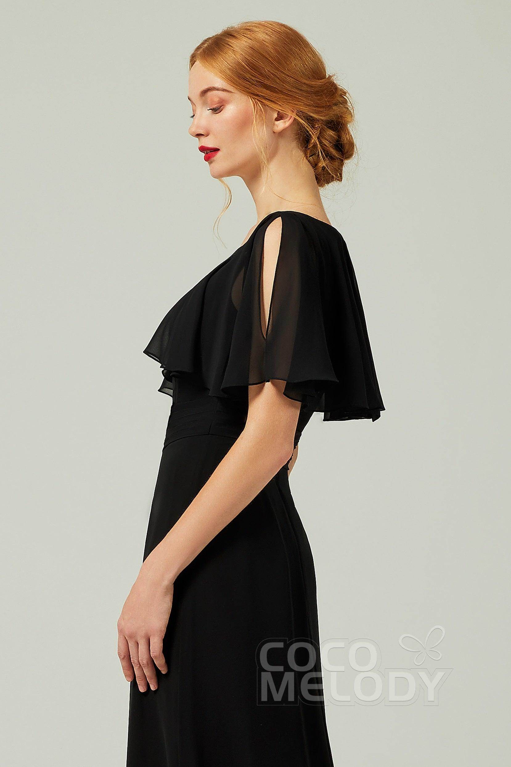 Sheath-Column Floor Length Chiffon Bridesmaid Dress Formal Dresses CB0341 - COCOMELODY