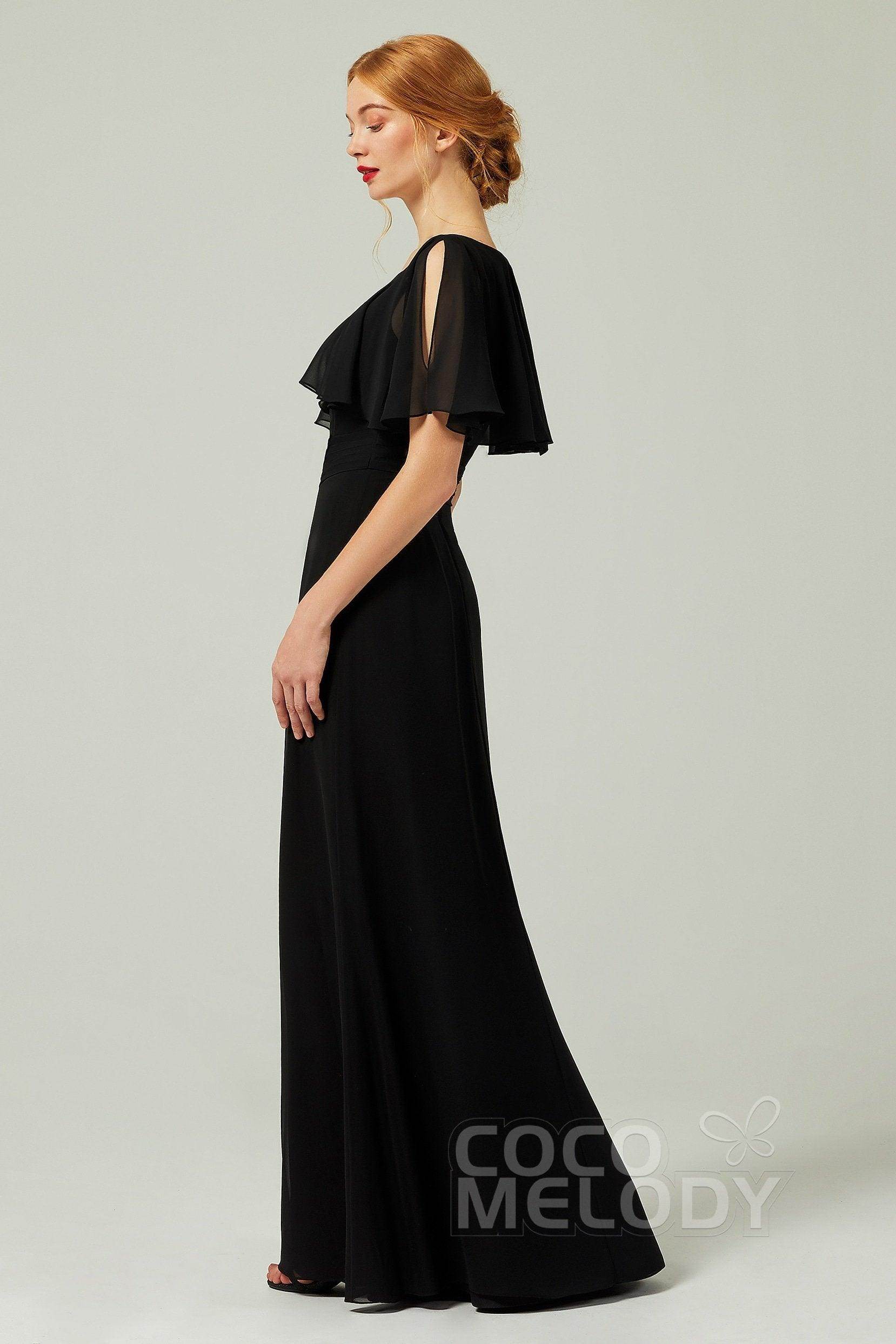 Sheath-Column Floor Length Chiffon Bridesmaid Dress Formal Dresses CB0341 - COCOMELODY