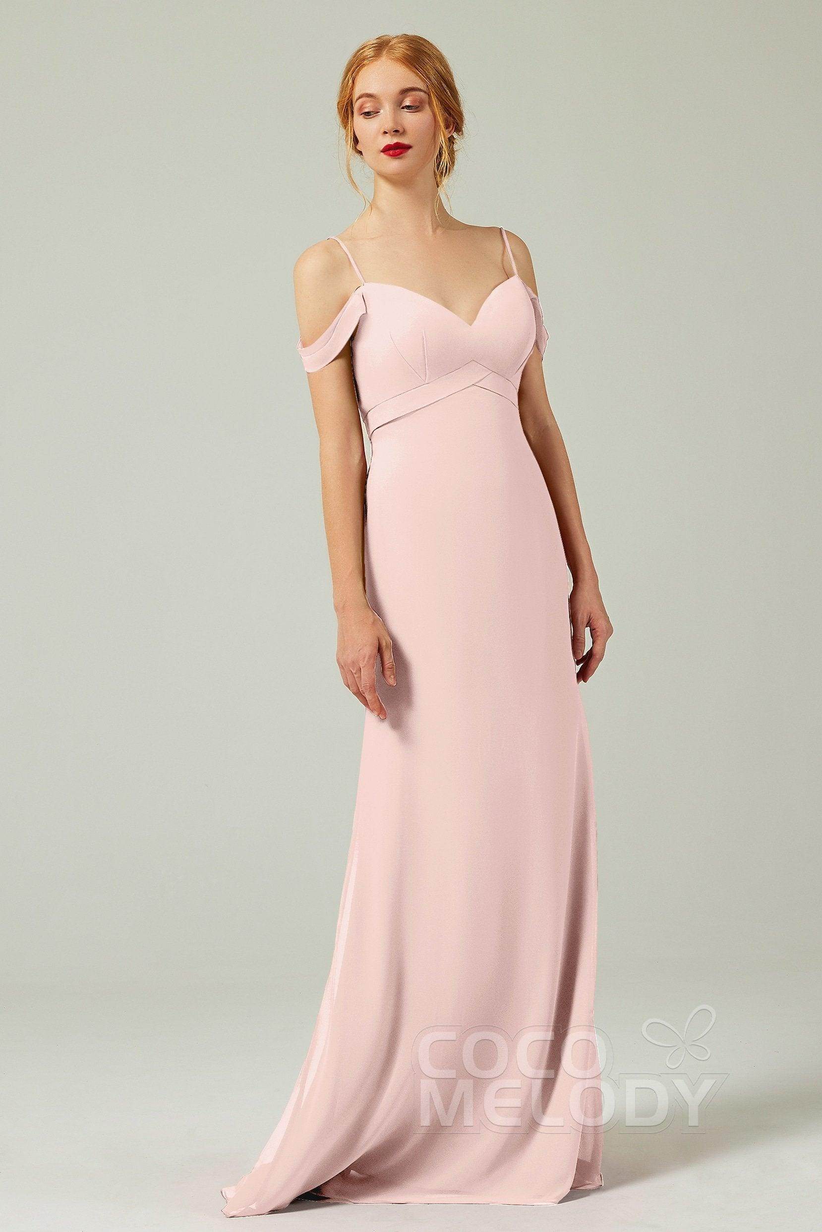 Sheath-Column Floor Length Chiffon Bridesmaid Dress Formal Dresses CB0343 - COCOMELODY