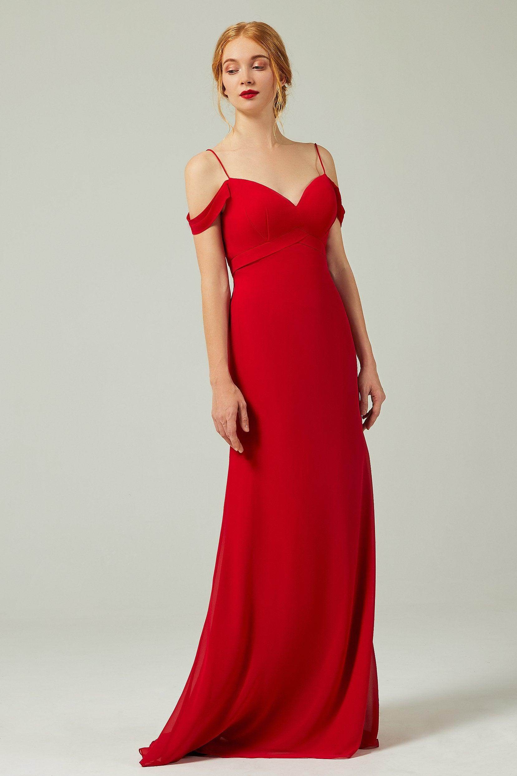 Sheath-Column Floor Length Chiffon Bridesmaid Dress Formal Dresses CB0343 - COCOMELODY