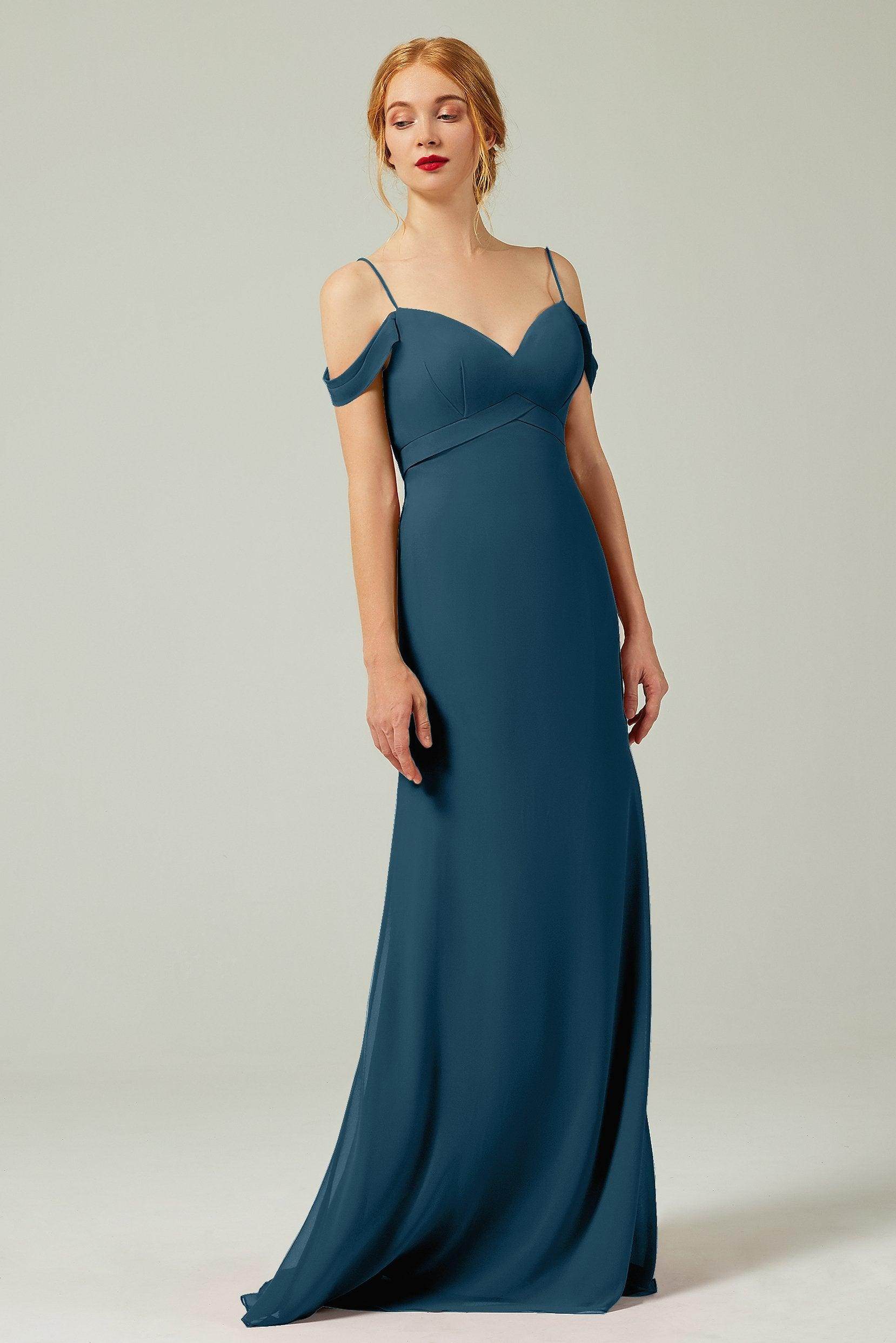 Sheath-Column Floor Length Chiffon Bridesmaid Dress Formal Dresses CB0343 - COCOMELODY