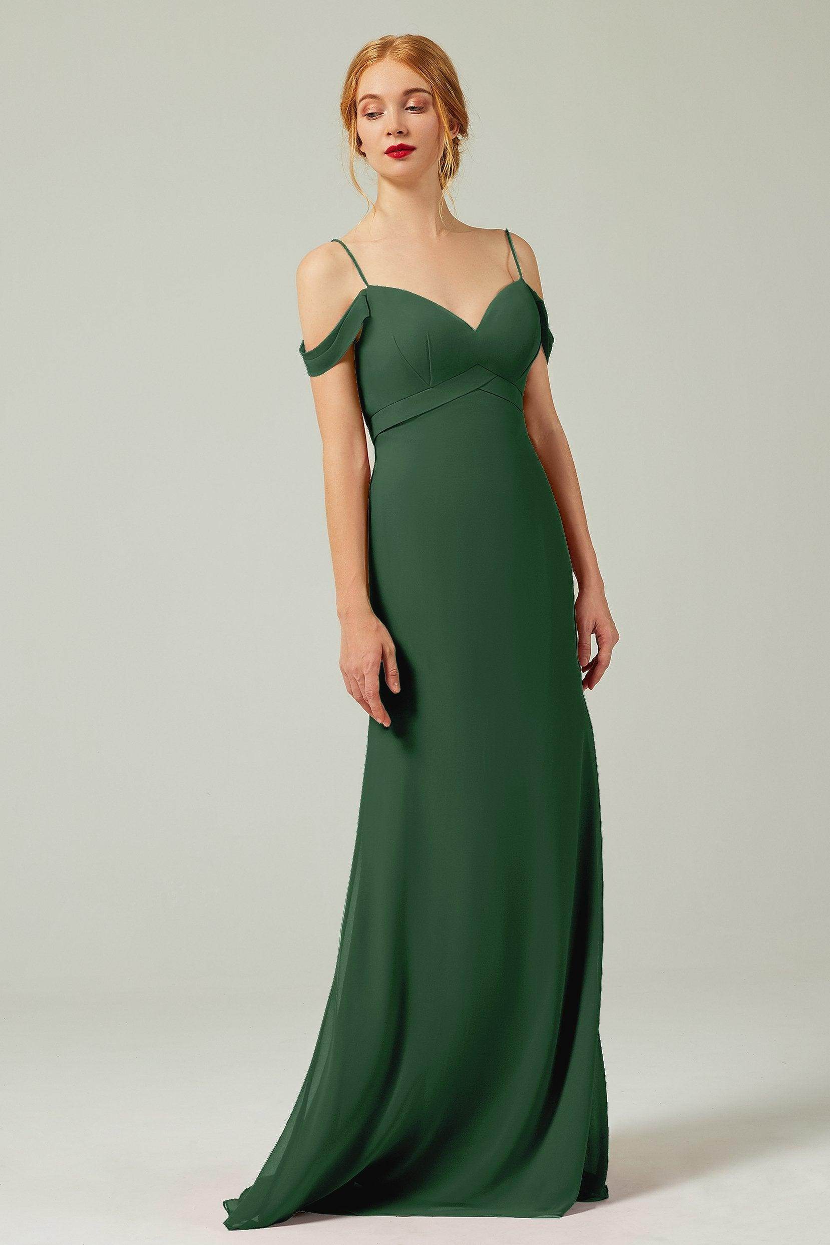 Sheath-Column Floor Length Chiffon Bridesmaid Dress Formal Dresses CB0343 - COCOMELODY