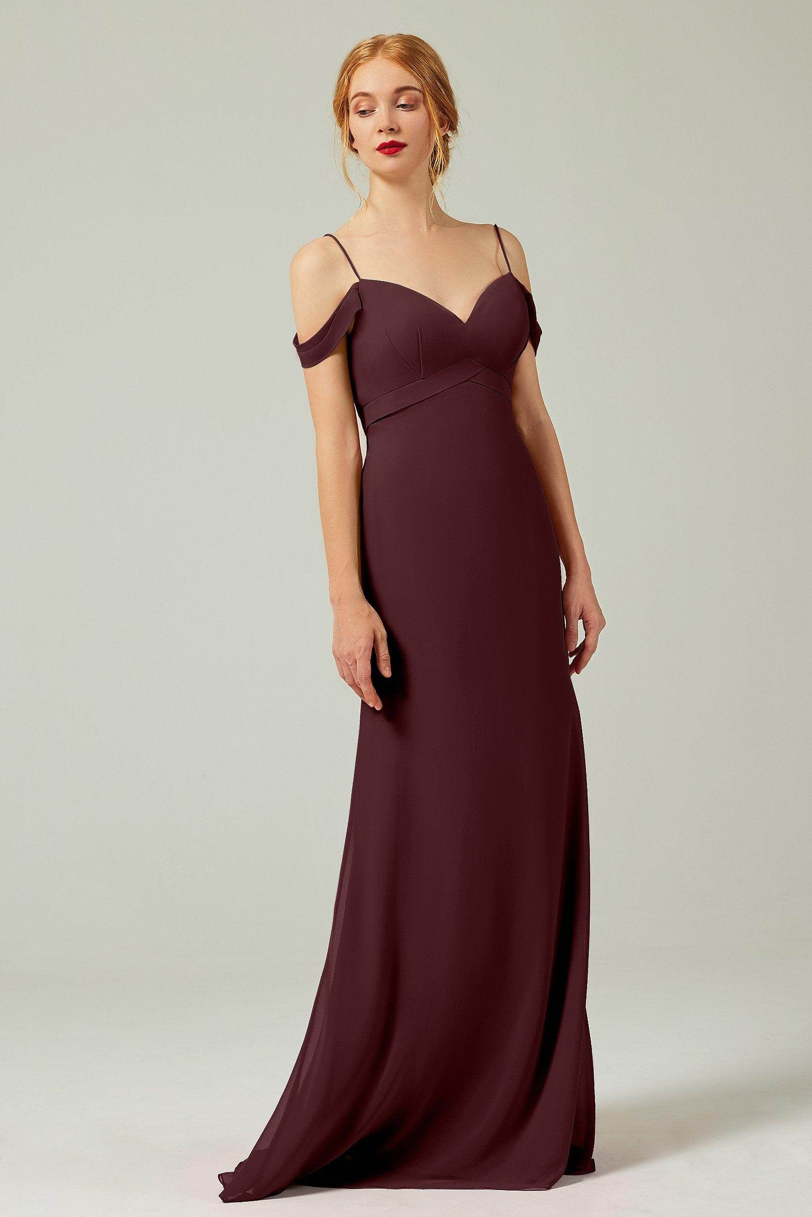 Sheath-Column Floor Length Chiffon Bridesmaid Dress Formal Dresses CB0343 - COCOMELODY