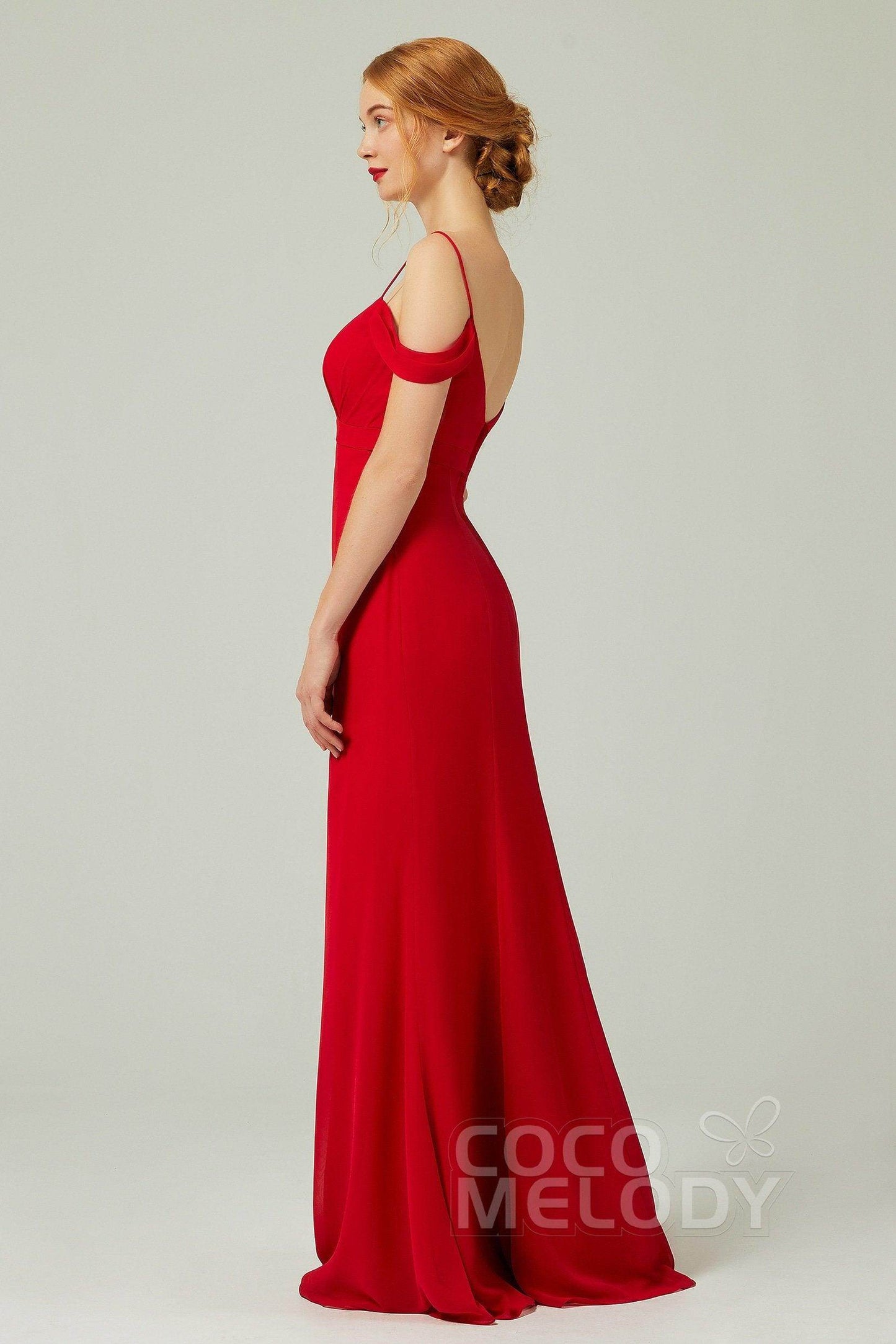 Sheath-Column Floor Length Chiffon Bridesmaid Dress Formal Dresses CB0343 - COCOMELODY