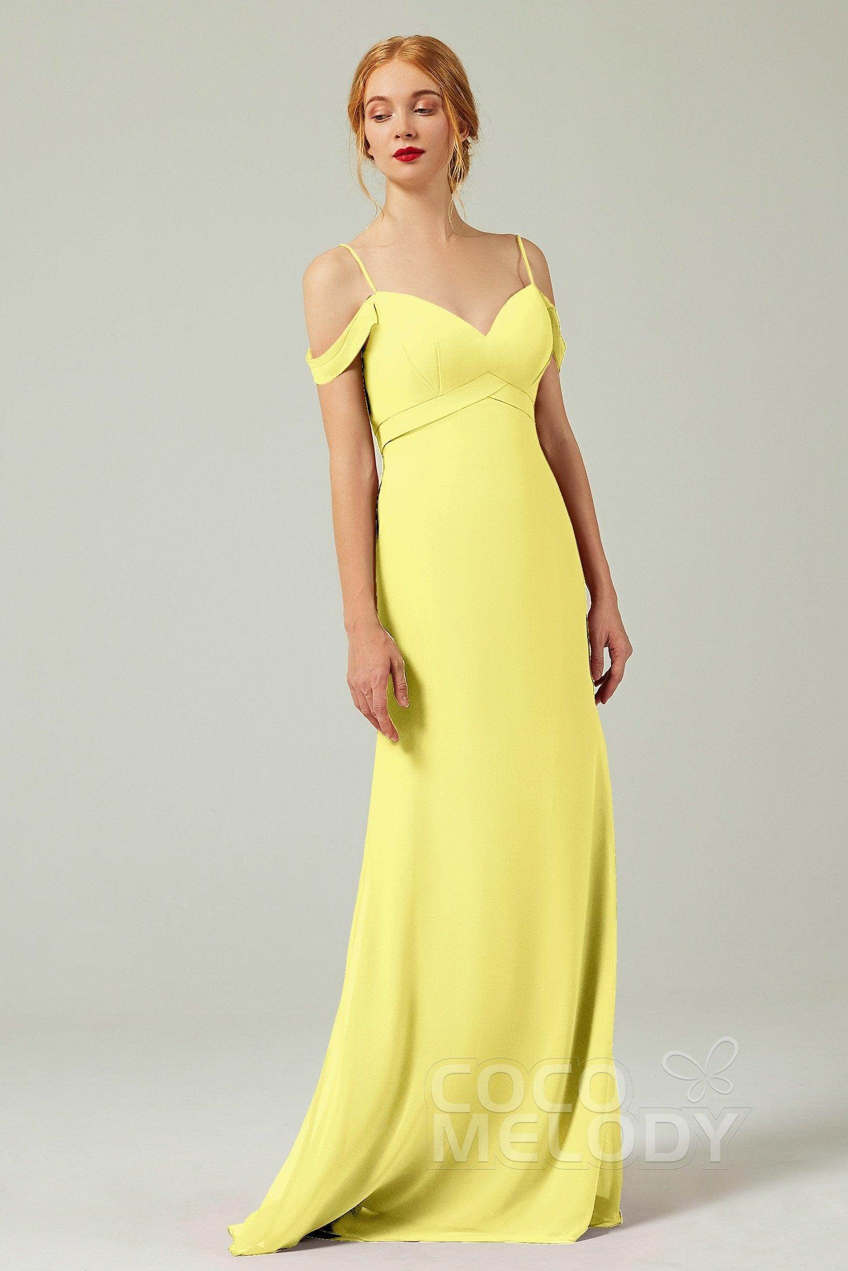 Sheath-Column Floor Length Chiffon Bridesmaid Dress Formal Dresses CB0343 - COCOMELODY