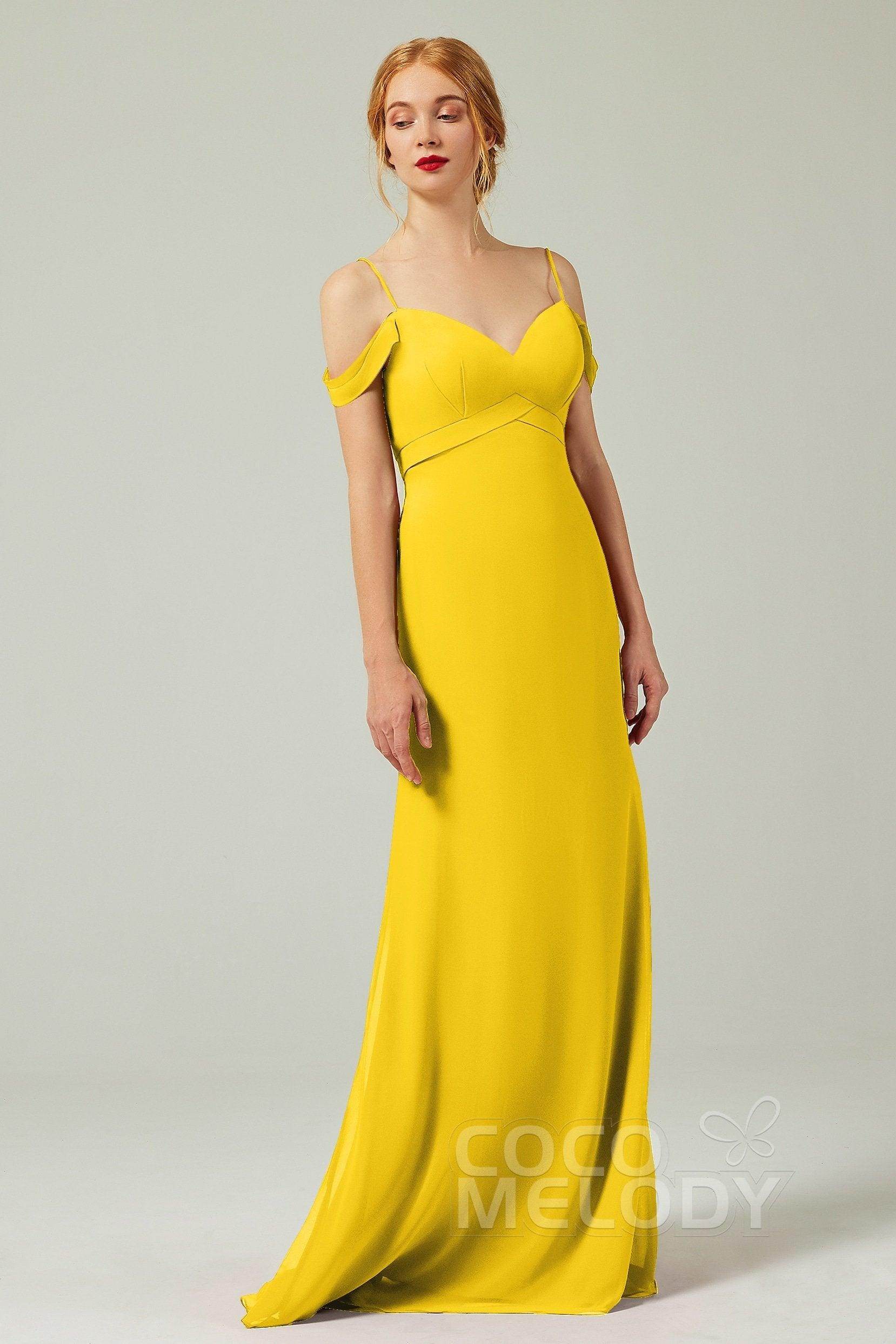 Sheath-Column Floor Length Chiffon Bridesmaid Dress Formal Dresses CB0343 - COCOMELODY