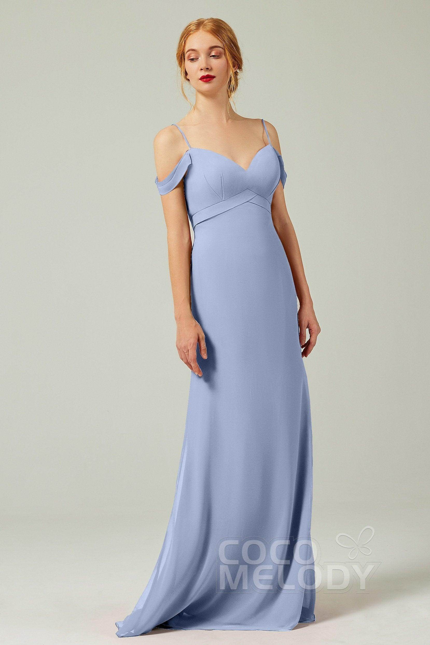 Sheath-Column Floor Length Chiffon Bridesmaid Dress Formal Dresses CB0343 - COCOMELODY