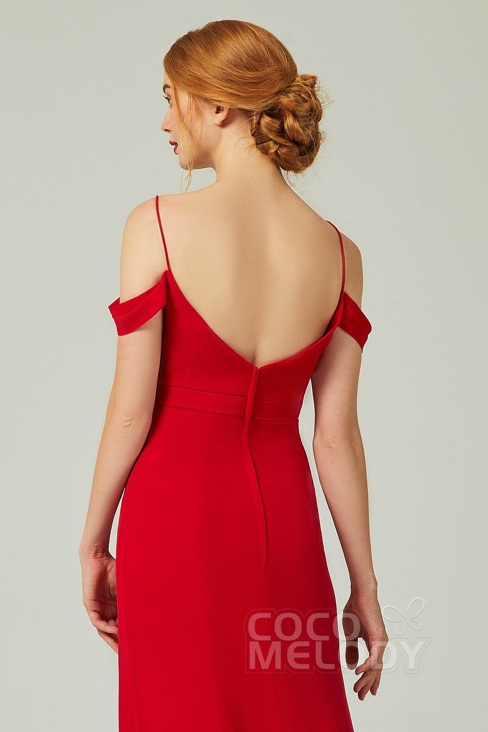 Sheath-Column Floor Length Chiffon Bridesmaid Dress Formal Dresses CB0343 - COCOMELODY