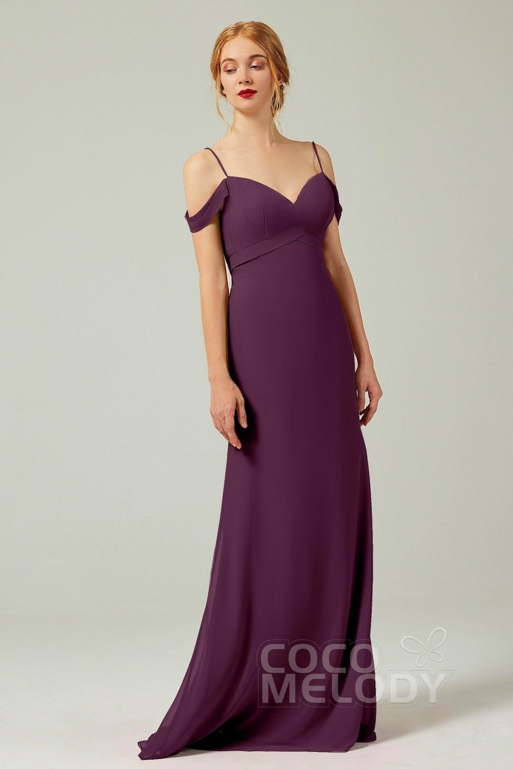 Sheath-Column Floor Length Chiffon Bridesmaid Dress Formal Dresses CB0343 - COCOMELODY