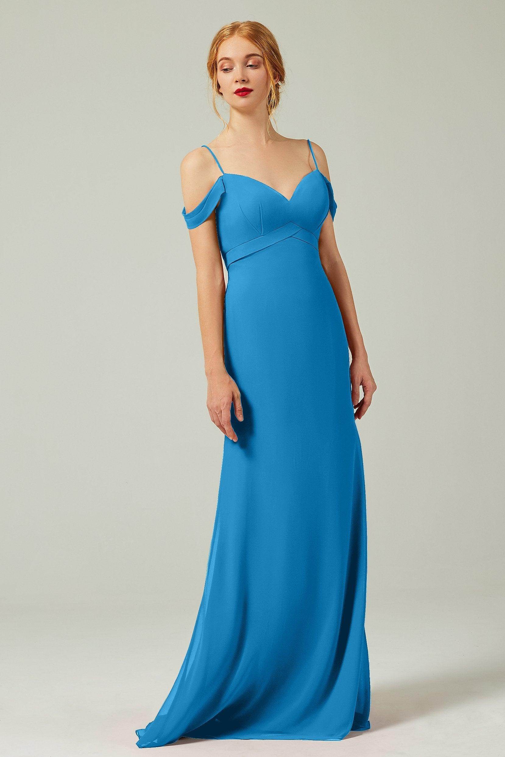 Sheath-Column Floor Length Chiffon Bridesmaid Dress Formal Dresses CB0343 - COCOMELODY