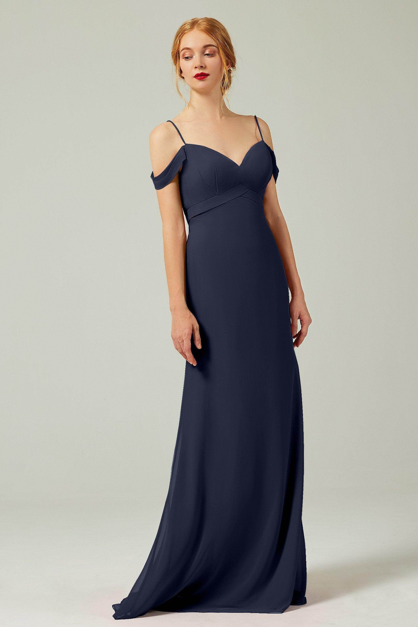 Sheath-Column Floor Length Chiffon Bridesmaid Dress Formal Dresses CB0343 - COCOMELODY