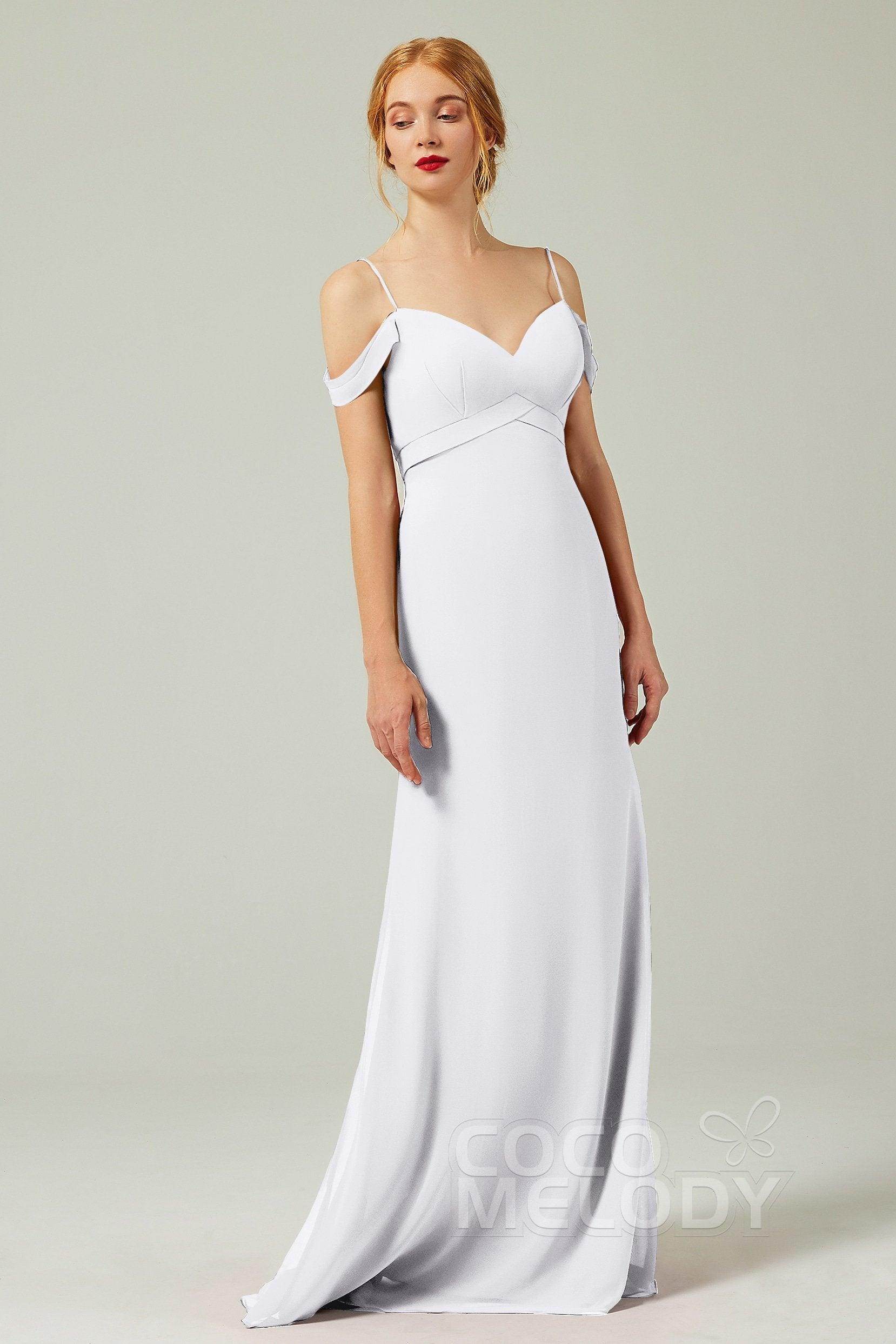 Sheath-Column Floor Length Chiffon Bridesmaid Dress Formal Dresses CB0343 - COCOMELODY
