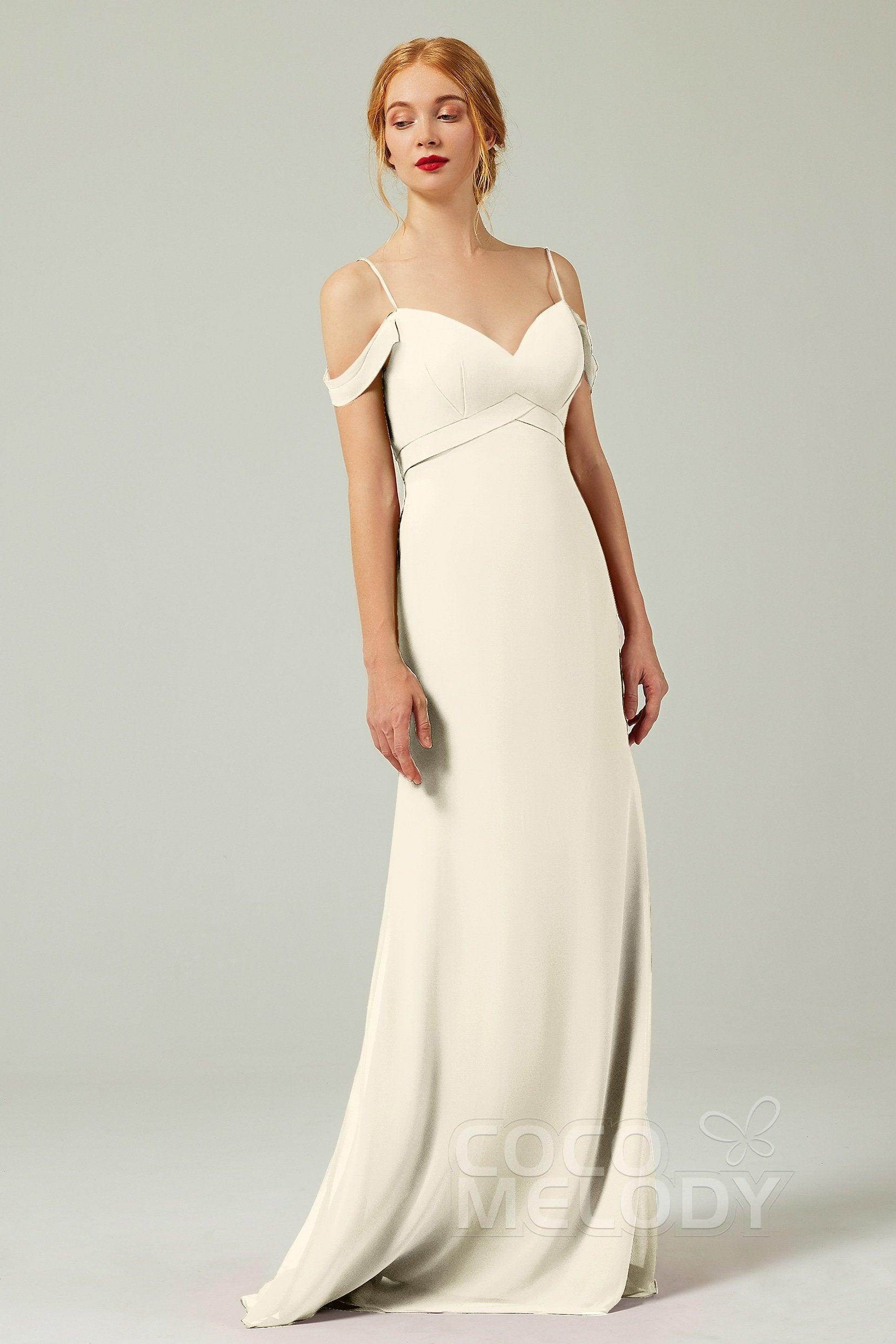 Sheath-Column Floor Length Chiffon Bridesmaid Dress Formal Dresses CB0343 - COCOMELODY