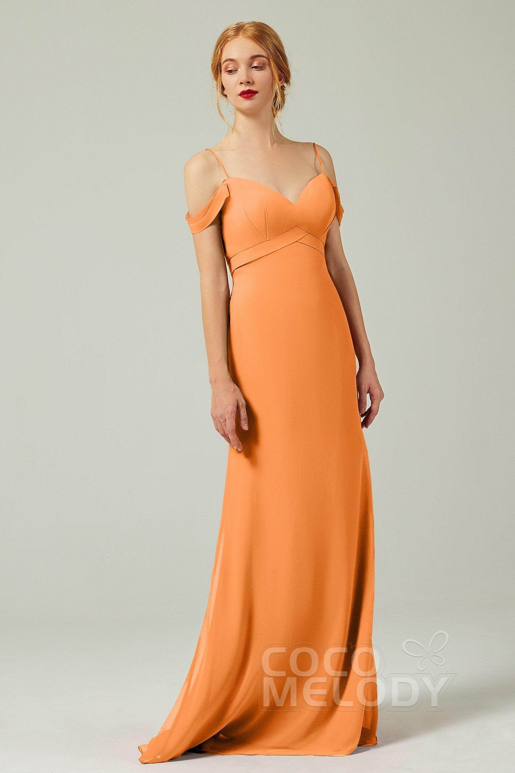 Sheath-Column Floor Length Chiffon Bridesmaid Dress Formal Dresses CB0343 - COCOMELODY