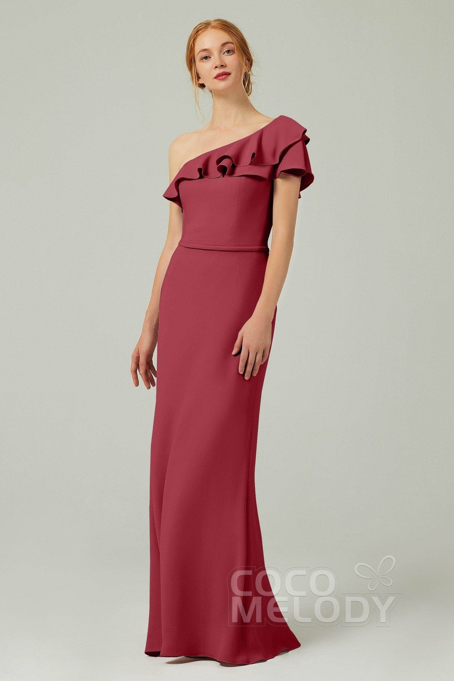 Sheath-Column Floor Length Chiffon Bridesmaid Dress CB0349 - COCOMELODY