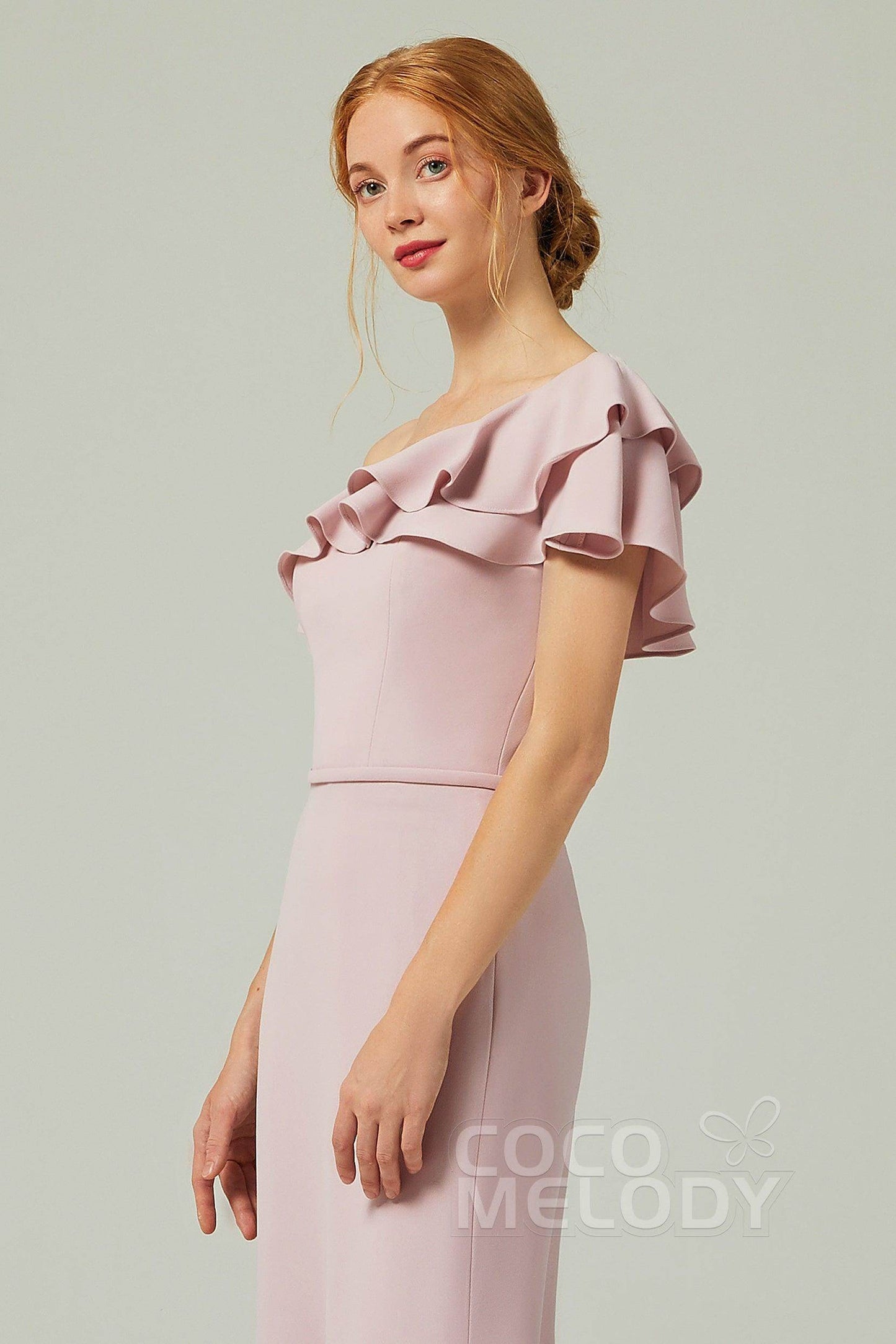 Sheath-Column Floor Length Chiffon Bridesmaid Dress CB0349 - COCOMELODY