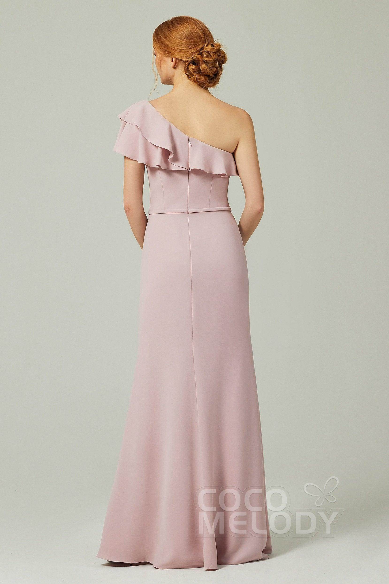 Sheath-Column Floor Length Chiffon Bridesmaid Dress CB0349 - COCOMELODY