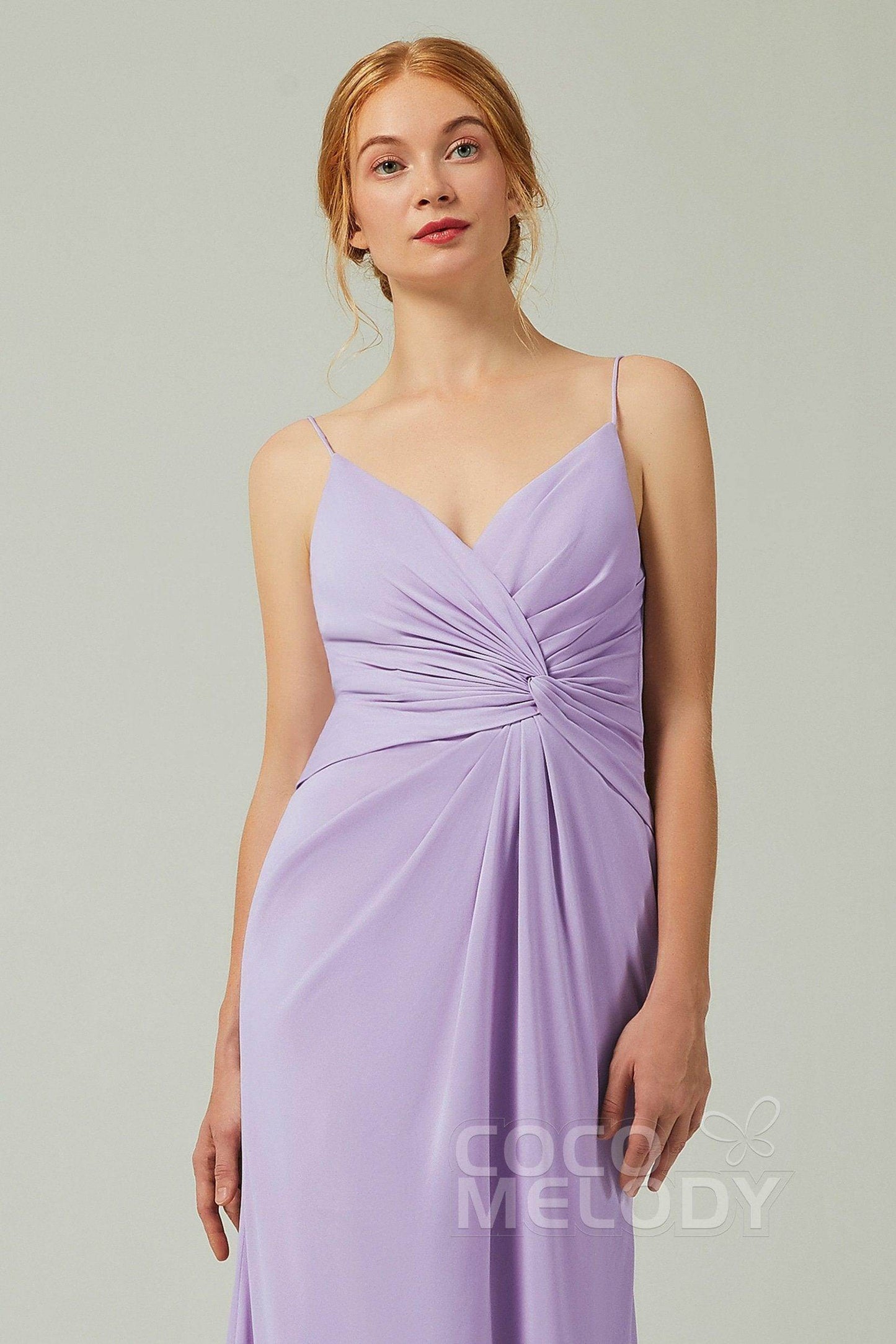 Sheath-Column Floor Length Chiffon Bridesmaid Dress CB0350 - COCOMELODY