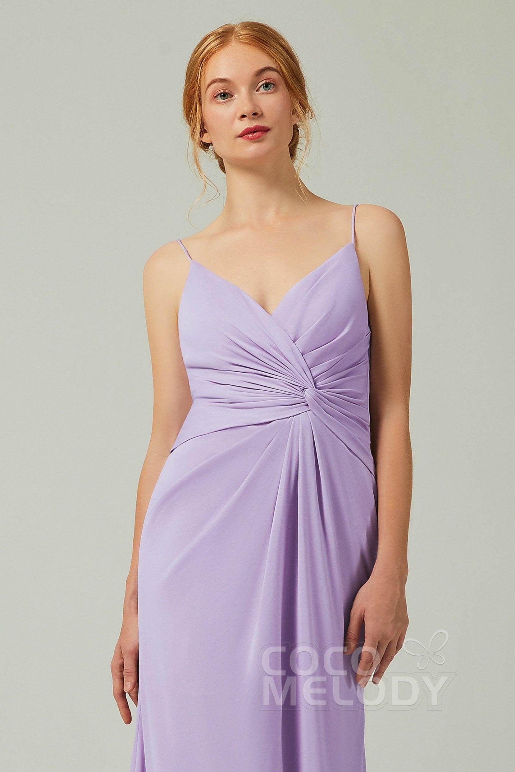 Sheath-Column Floor Length Chiffon Bridesmaid Dress CB0350 - COCOMELODY