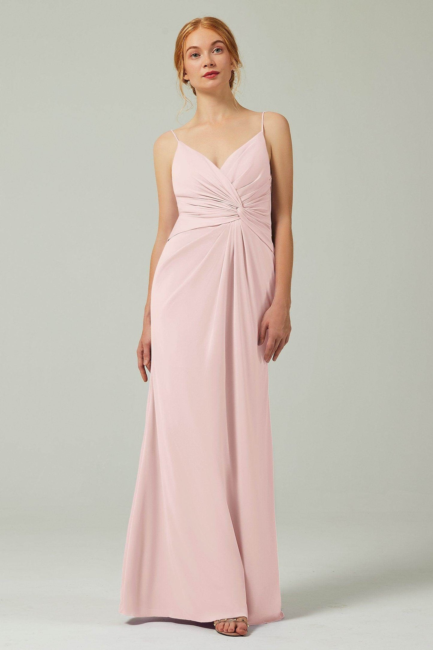 Sheath-Column Floor Length Chiffon Bridesmaid Dress CB0350 - COCOMELODY