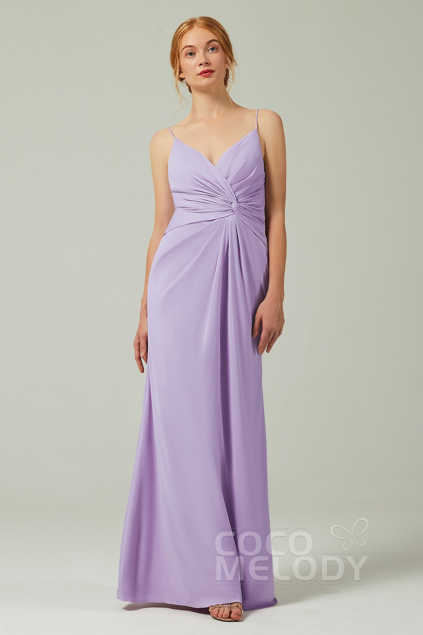 Sheath-Column Floor Length Chiffon Bridesmaid Dress CB0350