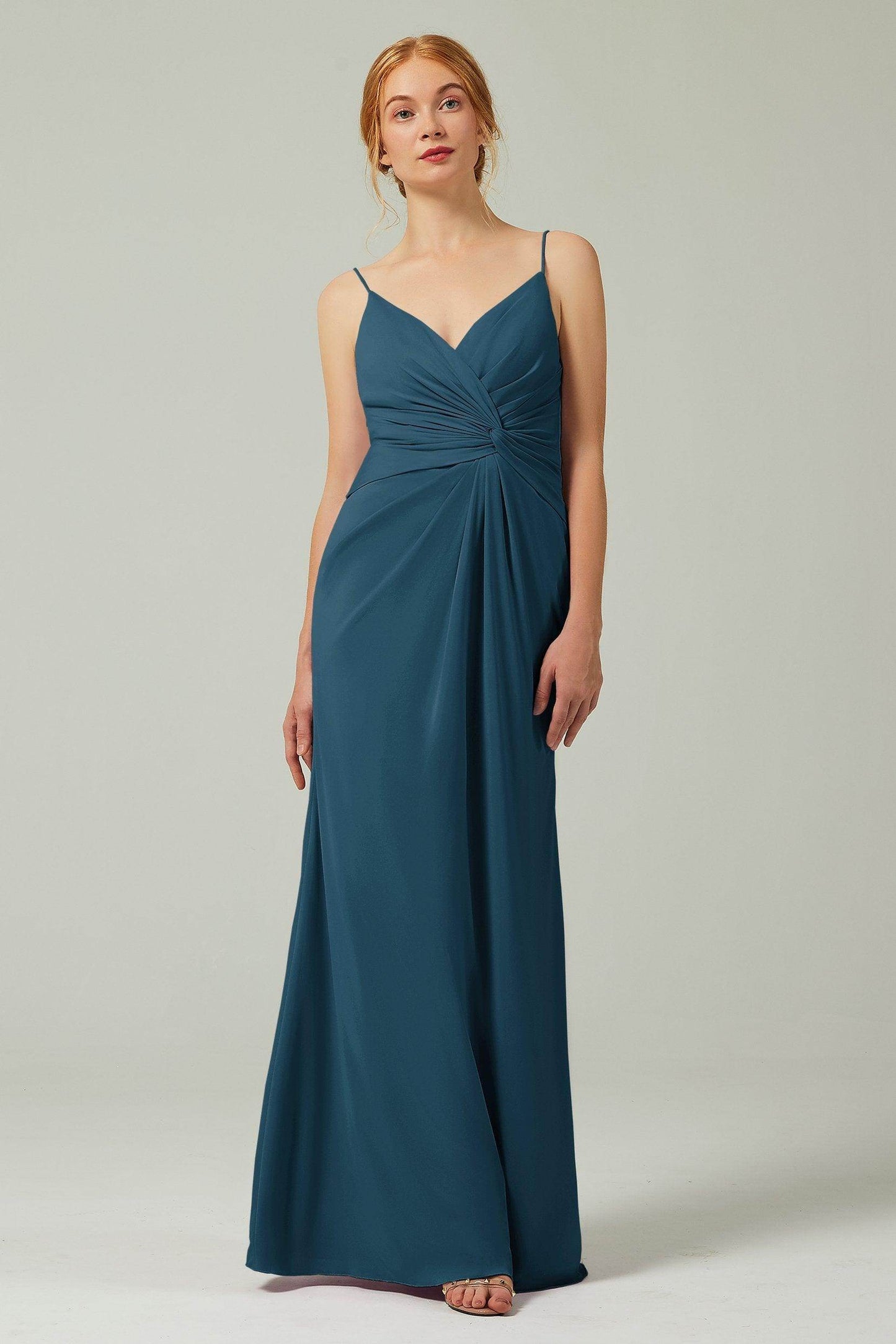 Sheath-Column Floor Length Chiffon Bridesmaid Dress CB0350 - COCOMELODY