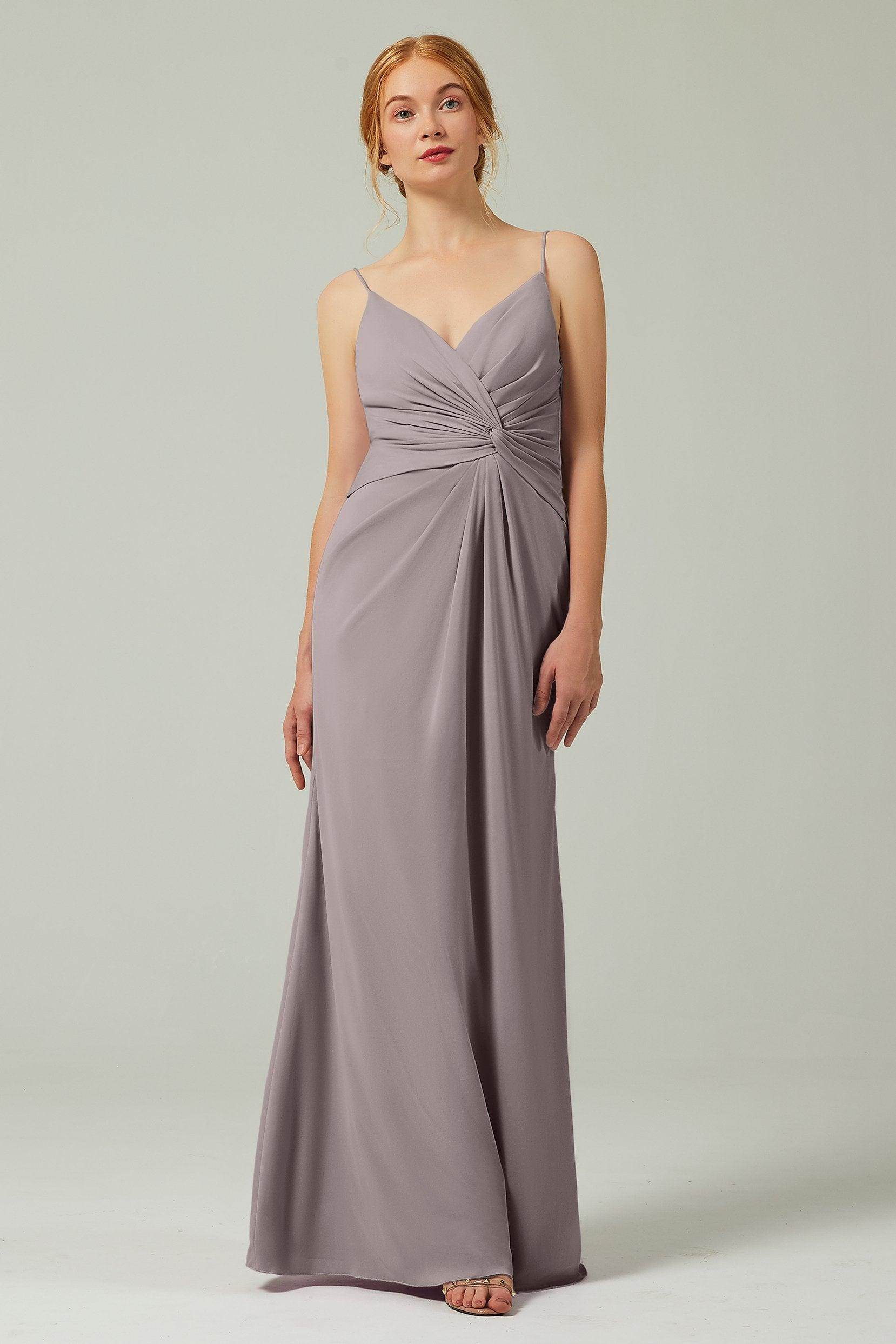 Sheath-Column Floor Length Chiffon Bridesmaid Dress CB0350 - COCOMELODY