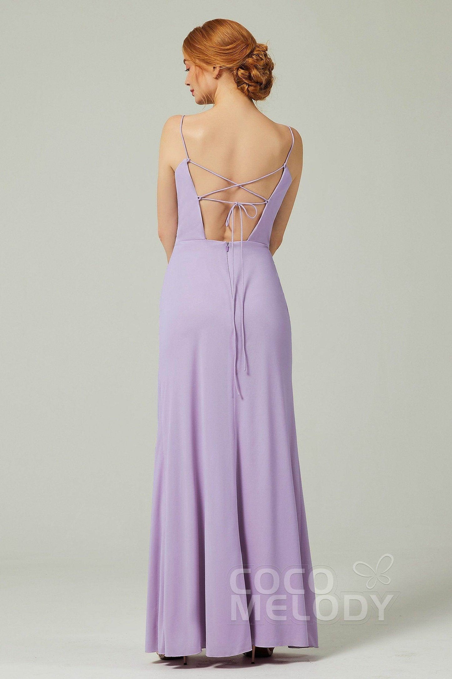 Sheath-Column Floor Length Chiffon Bridesmaid Dress CB0350 - COCOMELODY