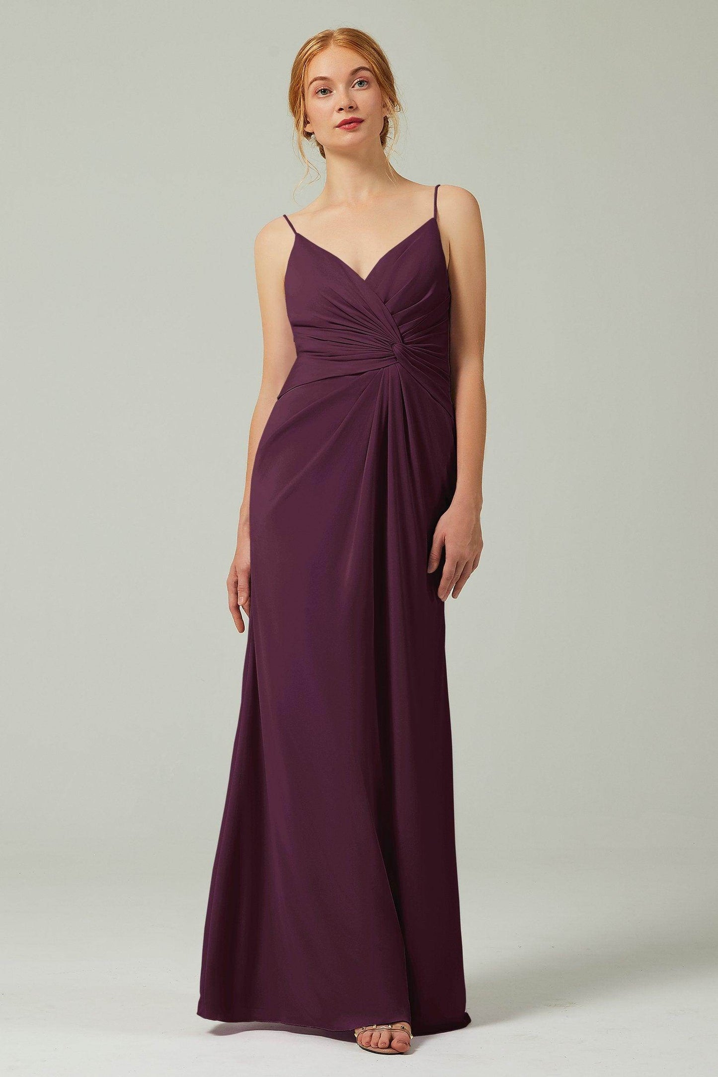 Sheath-Column Floor Length Chiffon Bridesmaid Dress CB0350 - COCOMELODY