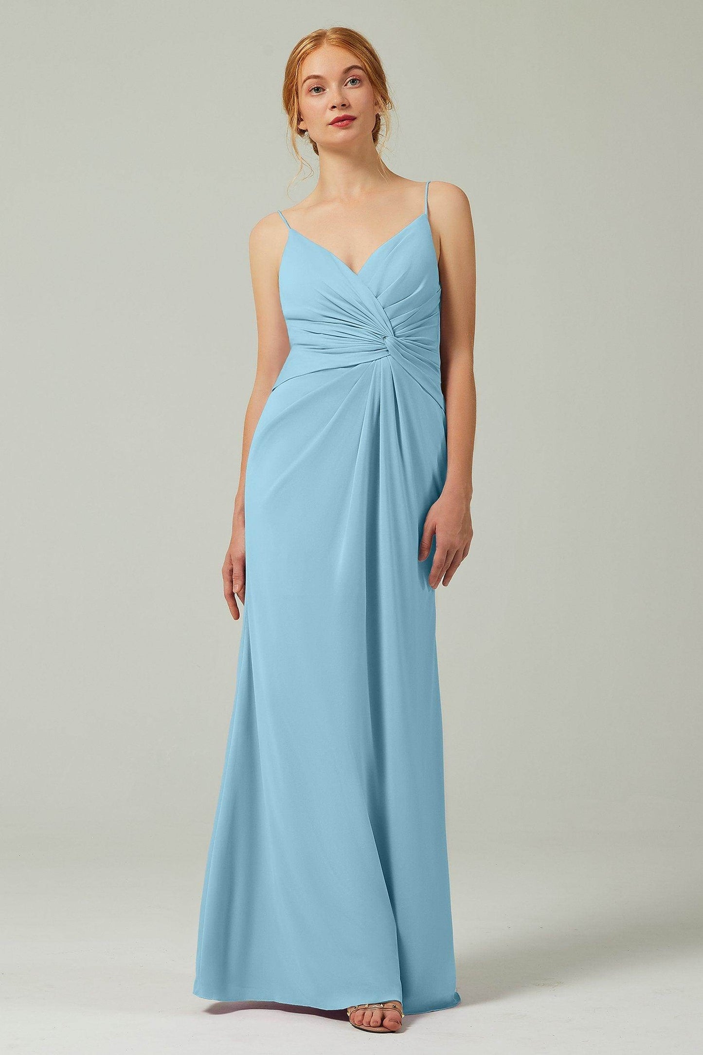 Sheath-Column Floor Length Chiffon Bridesmaid Dress CB0350 - COCOMELODY