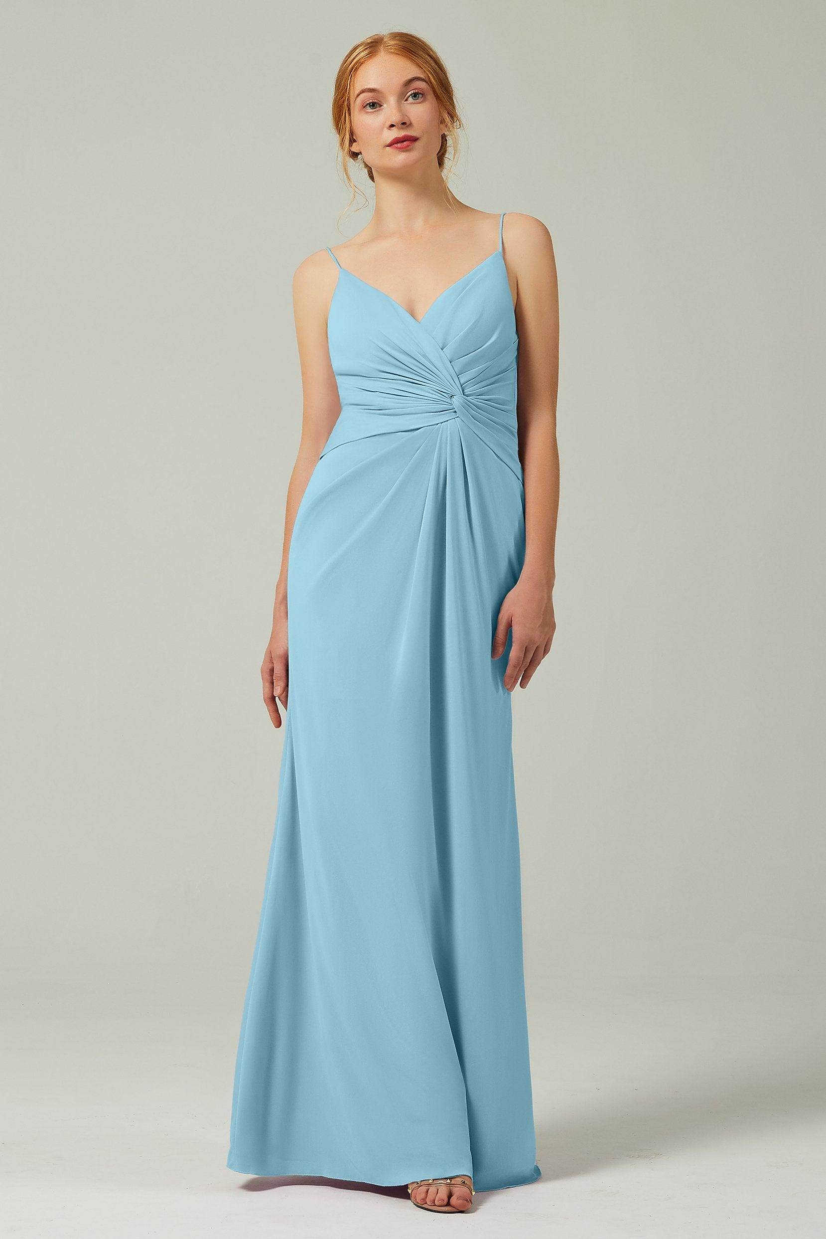 Sheath-Column Floor Length Chiffon Bridesmaid Dress CB0350 - COCOMELODY