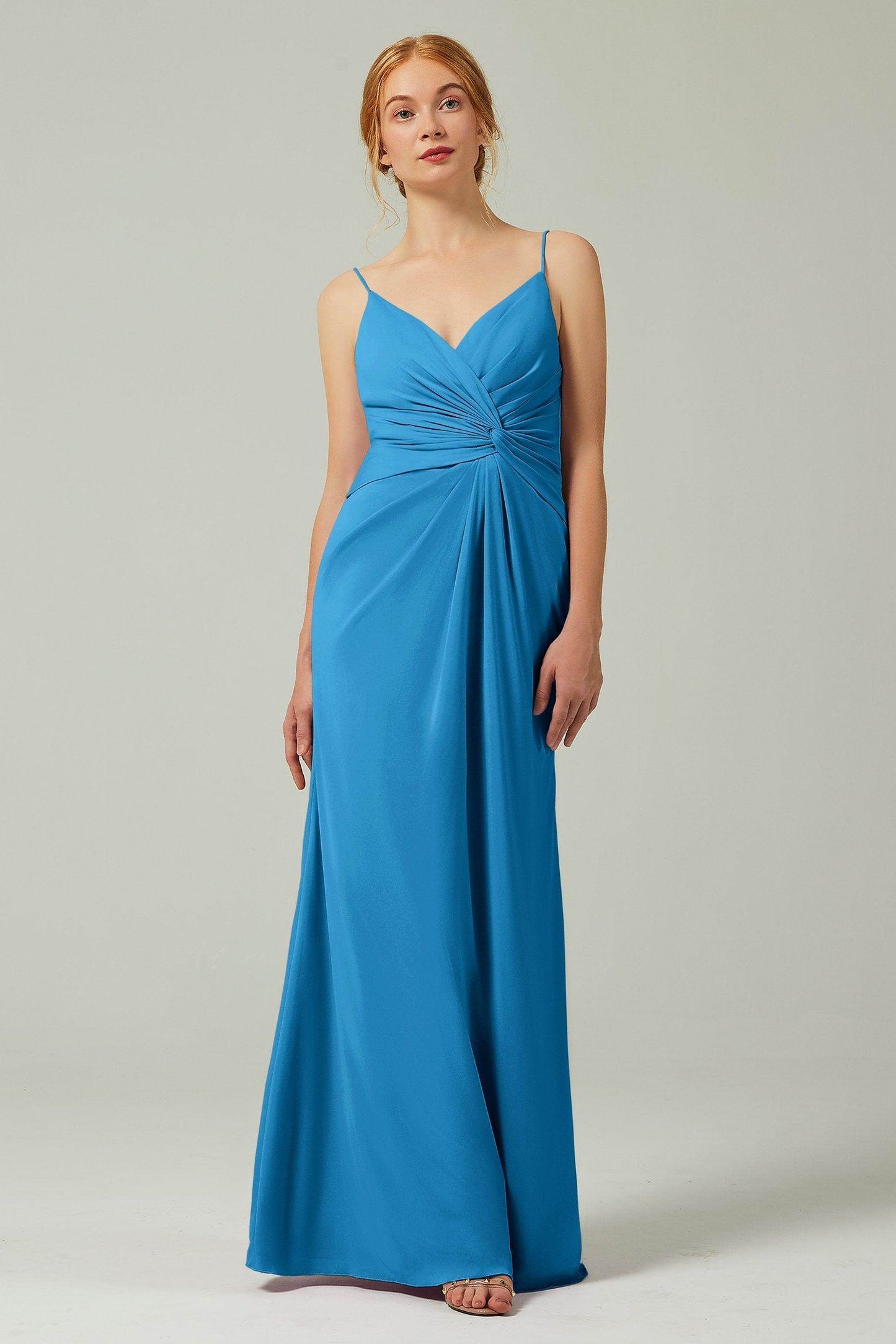 Sheath-Column Floor Length Chiffon Bridesmaid Dress CB0350 - COCOMELODY