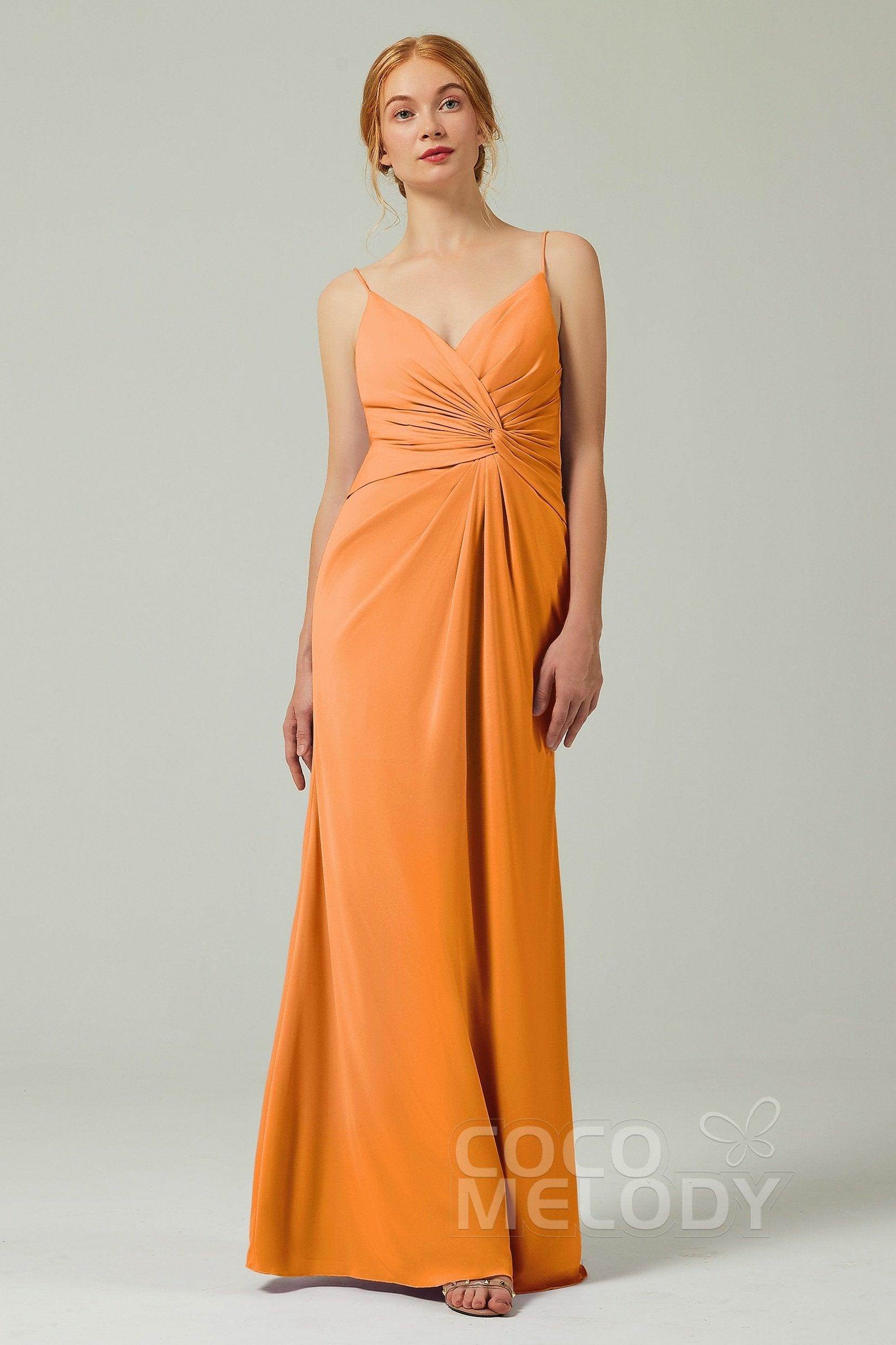 Sheath-Column Floor Length Chiffon Bridesmaid Dress CB0350 - COCOMELODY