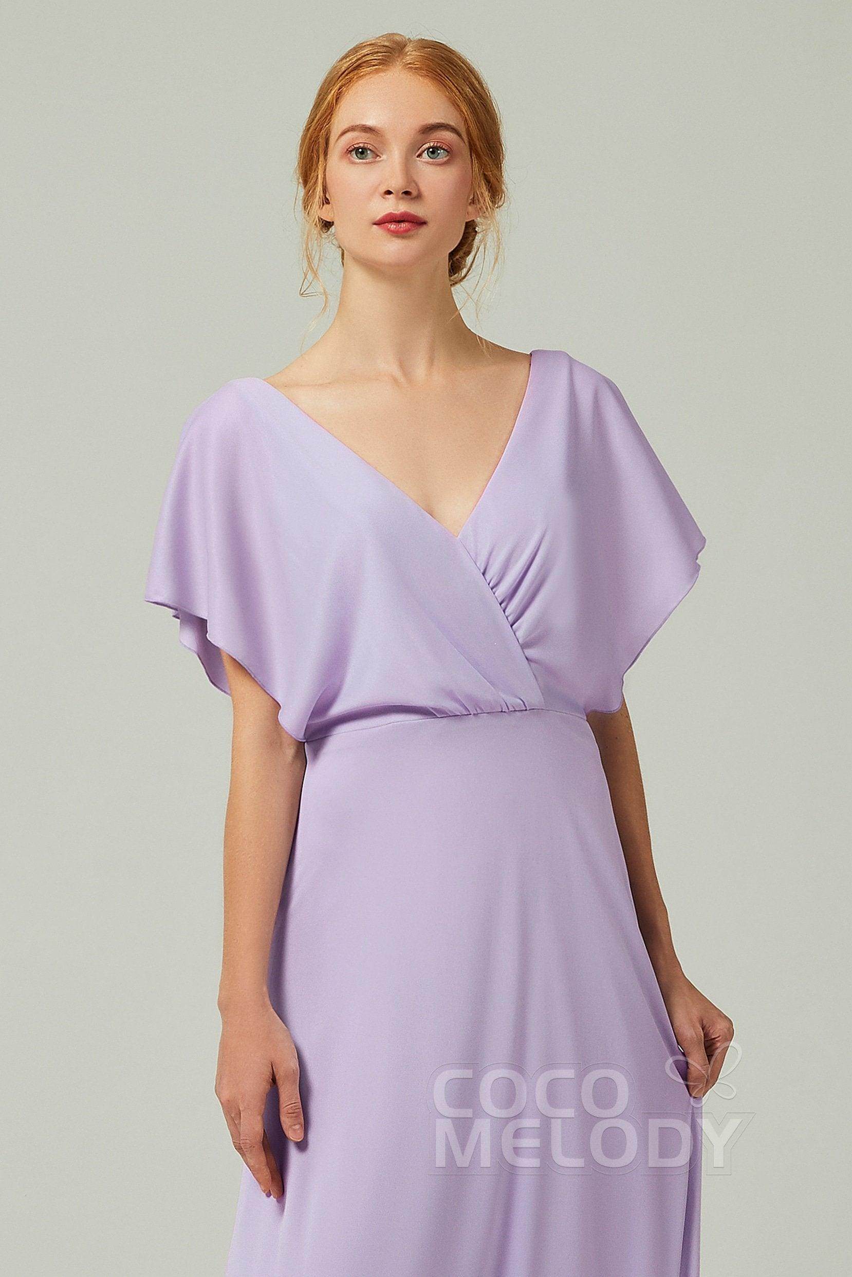 A-Line Floor Length Chiffon Bridesmaid Dress CB0351 - COCOMELODY