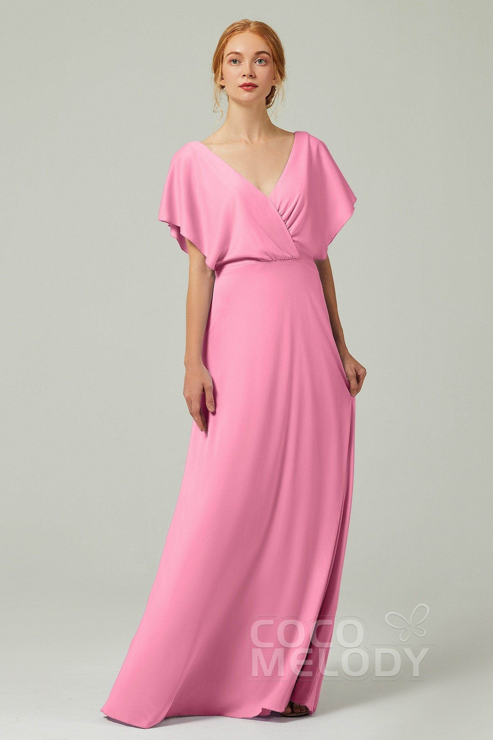 A-Line Floor Length Chiffon Bridesmaid Dress CB0351 - COCOMELODY