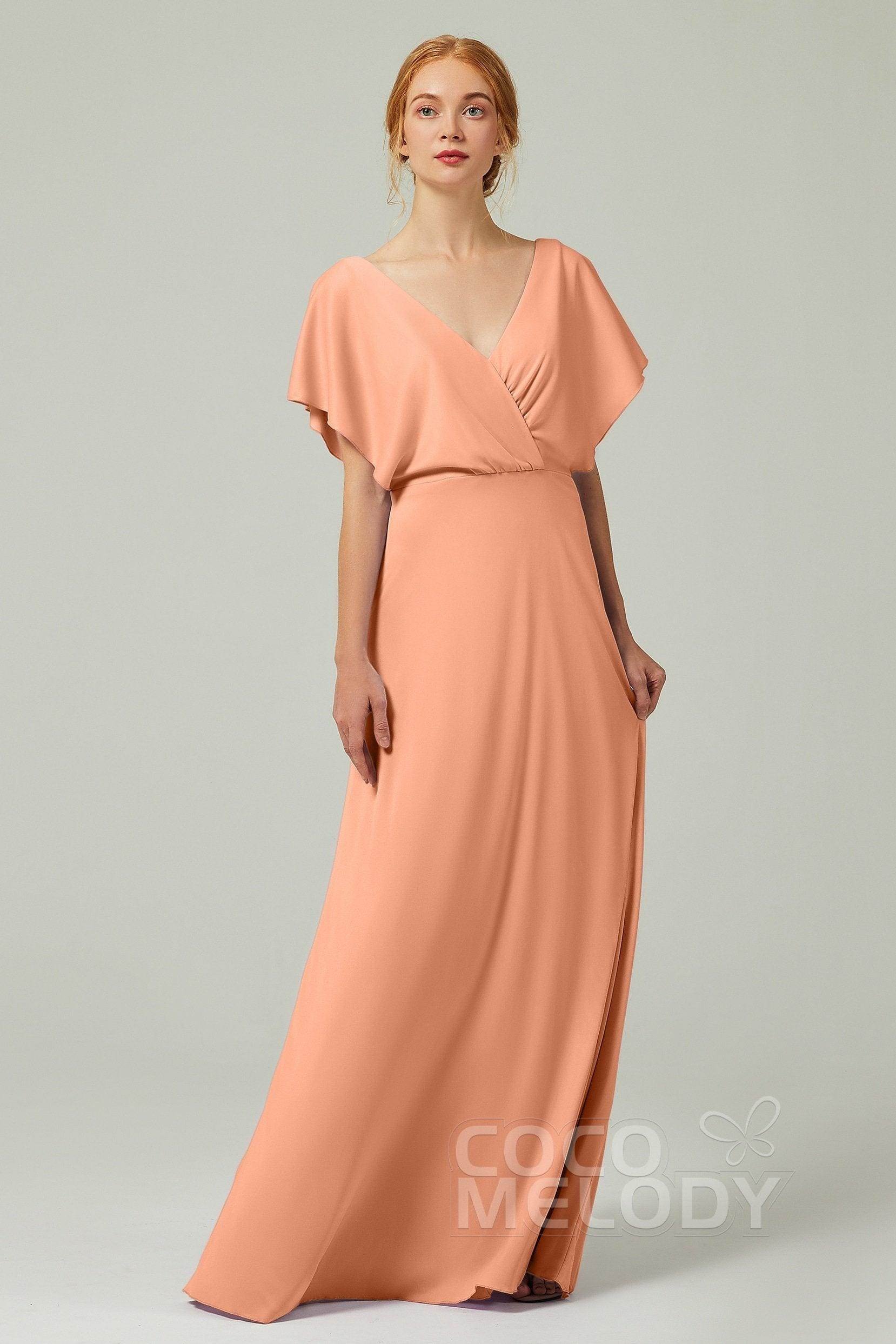 A-Line Floor Length Chiffon Bridesmaid Dress CB0351 - COCOMELODY