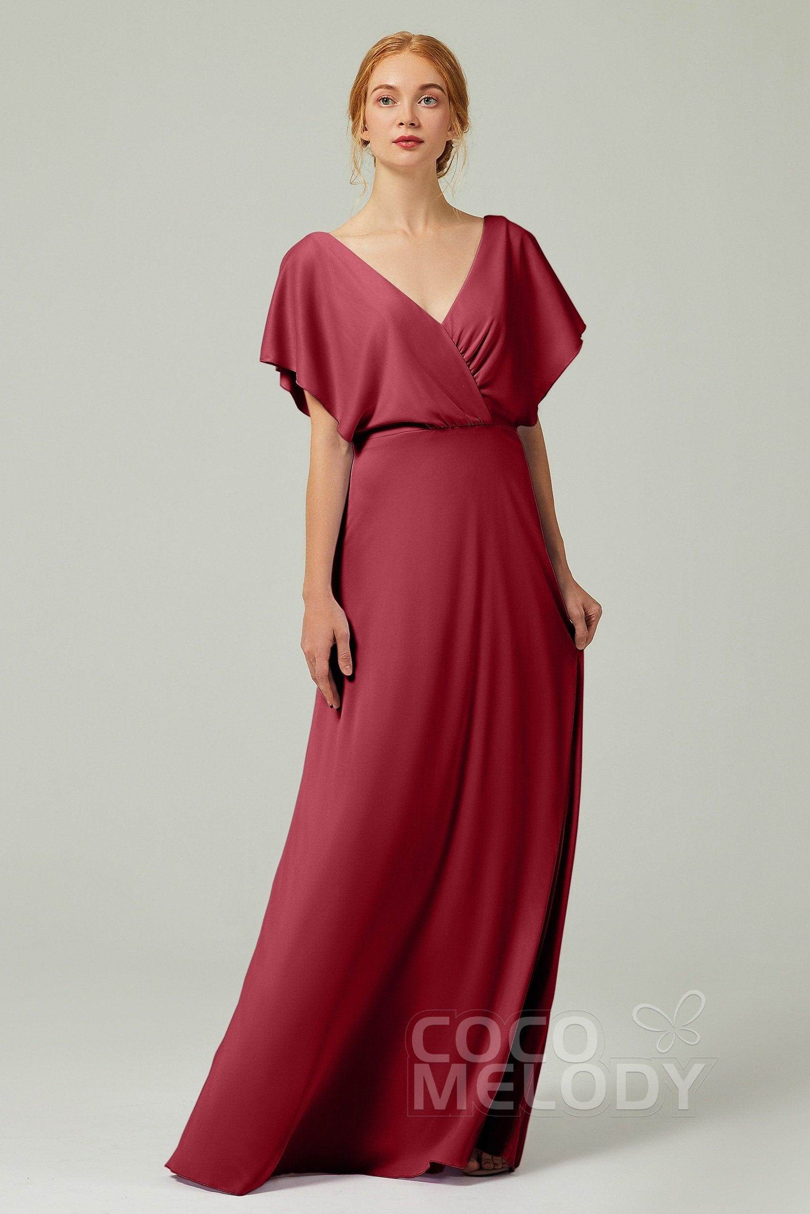 A-Line Floor Length Chiffon Bridesmaid Dress CB0351 - COCOMELODY